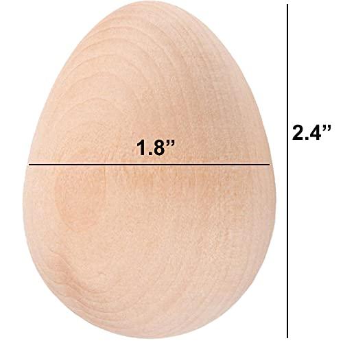 YMrott YMrott 20 Pack Unpainted Wooden Eggs Smooth Fake Easter Egg Hunt for Wood Crafts Dcor Gifts, 2-1/2 Inches