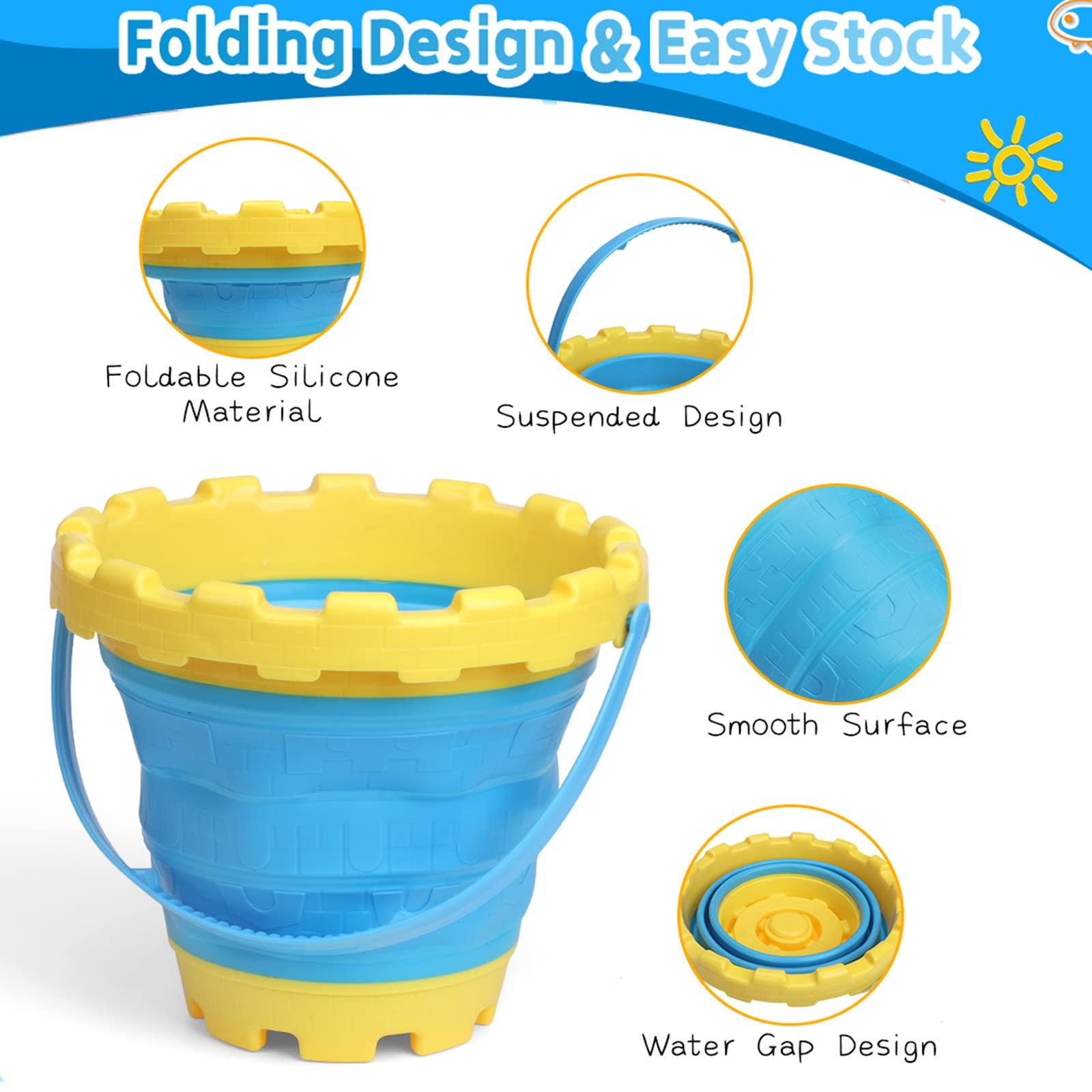 Anzmtosn Jumbo Avocado Castle Model Beach Gear 7\" Large Sand Buckets Pails Beach Water Pool Gardening Bath Toy Environmentally ABS Durable Thick Plastic Complete Gift Set Bundle for Kids Boys Girls