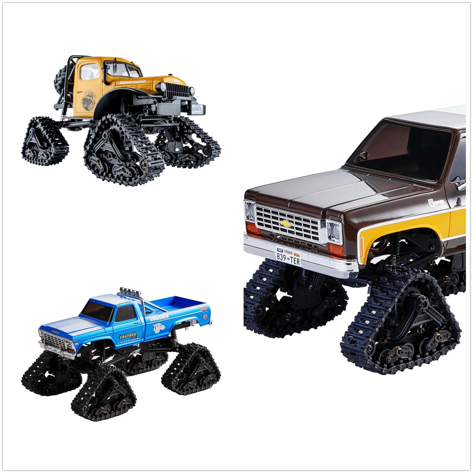 BATRAZZI BATRAZZI FCX24 FCX18 TRX4M SCX24 Tires Rc Car Parts Upgrade Parts Replacement Parts All-Terrain Track Set (2pcs) for 1/24 K5, Smasher, Power Wagon,1/18 FCX18 LC80