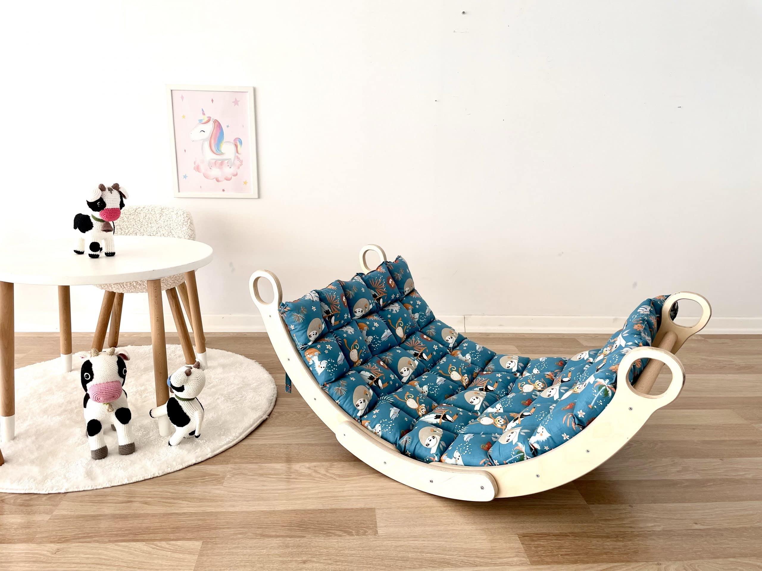 My Photostation.com My Photostation.com Montessori 2 Pieces Set Arch and Pillow-Wooden Climbing Arch Cushion Pikler Triangle Set Kids Climbing Arch Rocker Pillow Climber Toddler Rocker Kid Toy Wooden Waldorf Pickler