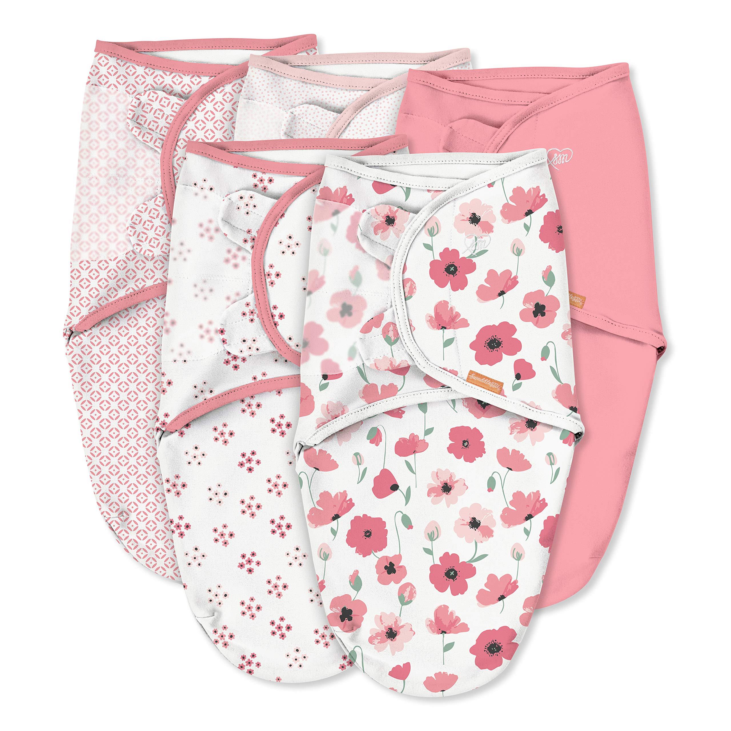 SwaddleMe SwaddleMe Original Swaddle Size Small/Medium, 0-3 Months, 5-Pack (Pretty Poppy )
