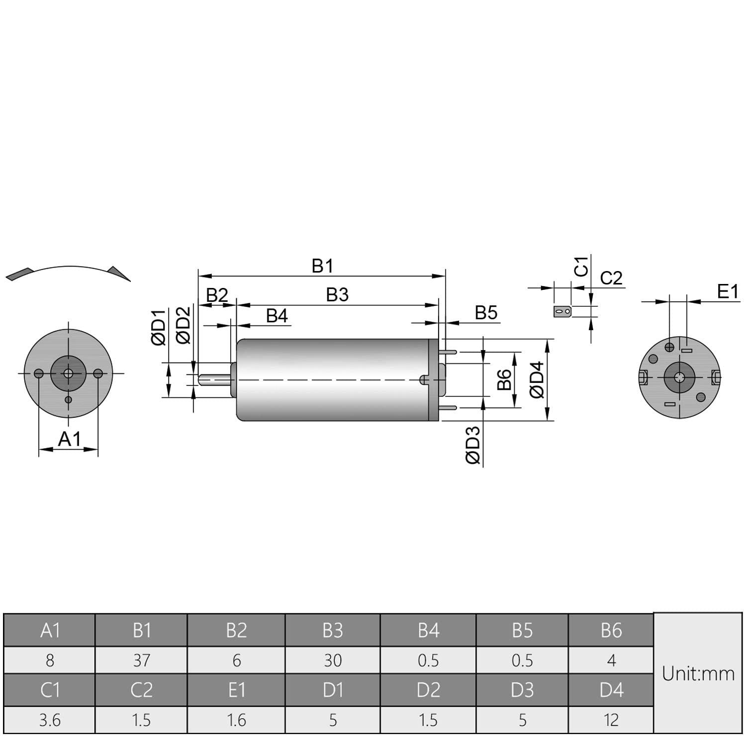 Fielect Fielect DC Motor 3V 18500RMP Mini Electric Motor Miniature DC Motors Electronic Component Motor Accessories for DIY Rc Car Robot Toys Cars, 30mm x 12mm