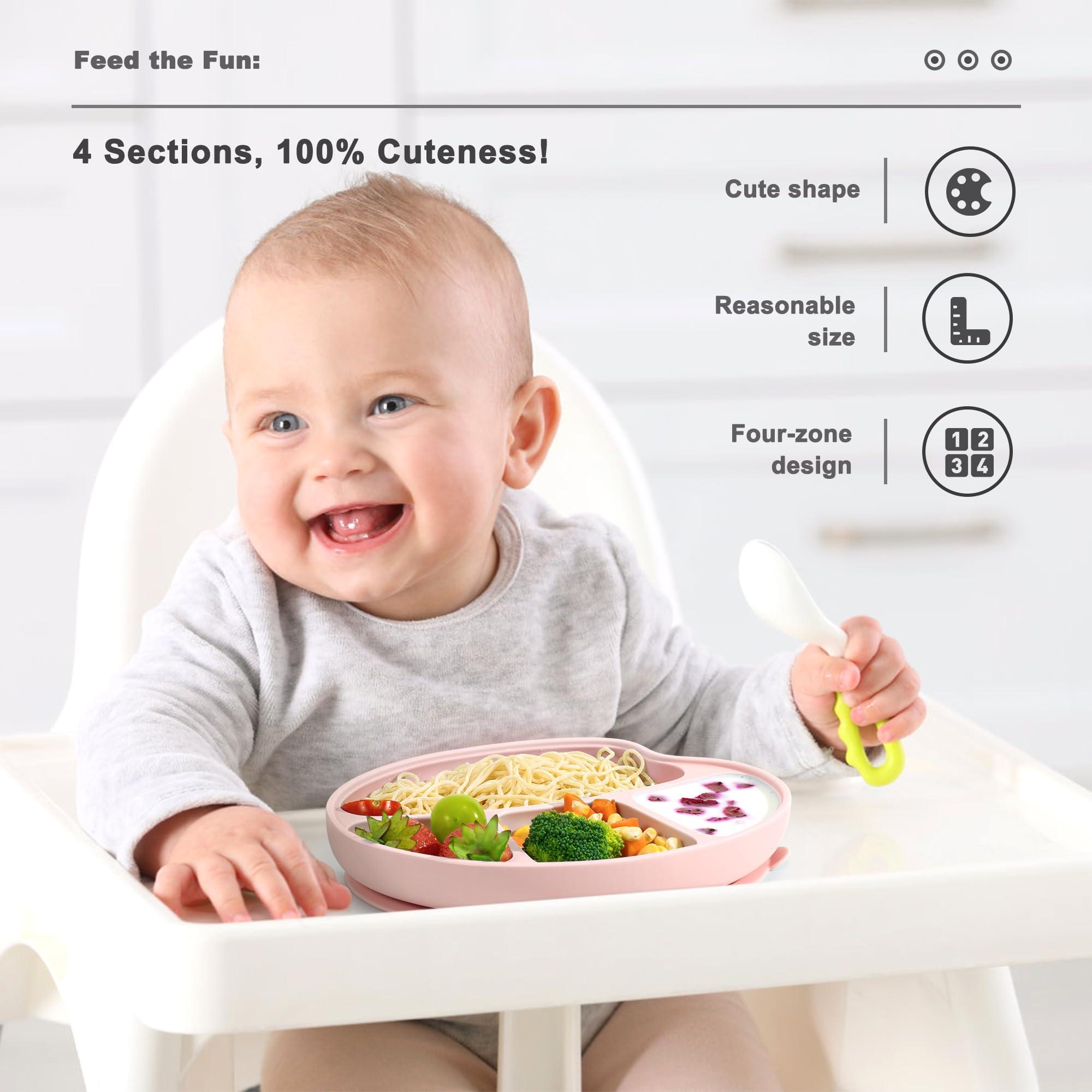 Li & Zhao Li&Zhao Baby Bowls with Suction - Suction Plates for Toddlers Toddler Plate Baby Plate Divided Design Kids Plates Baby Suction Plate with Lids Microwave & Dishwasher