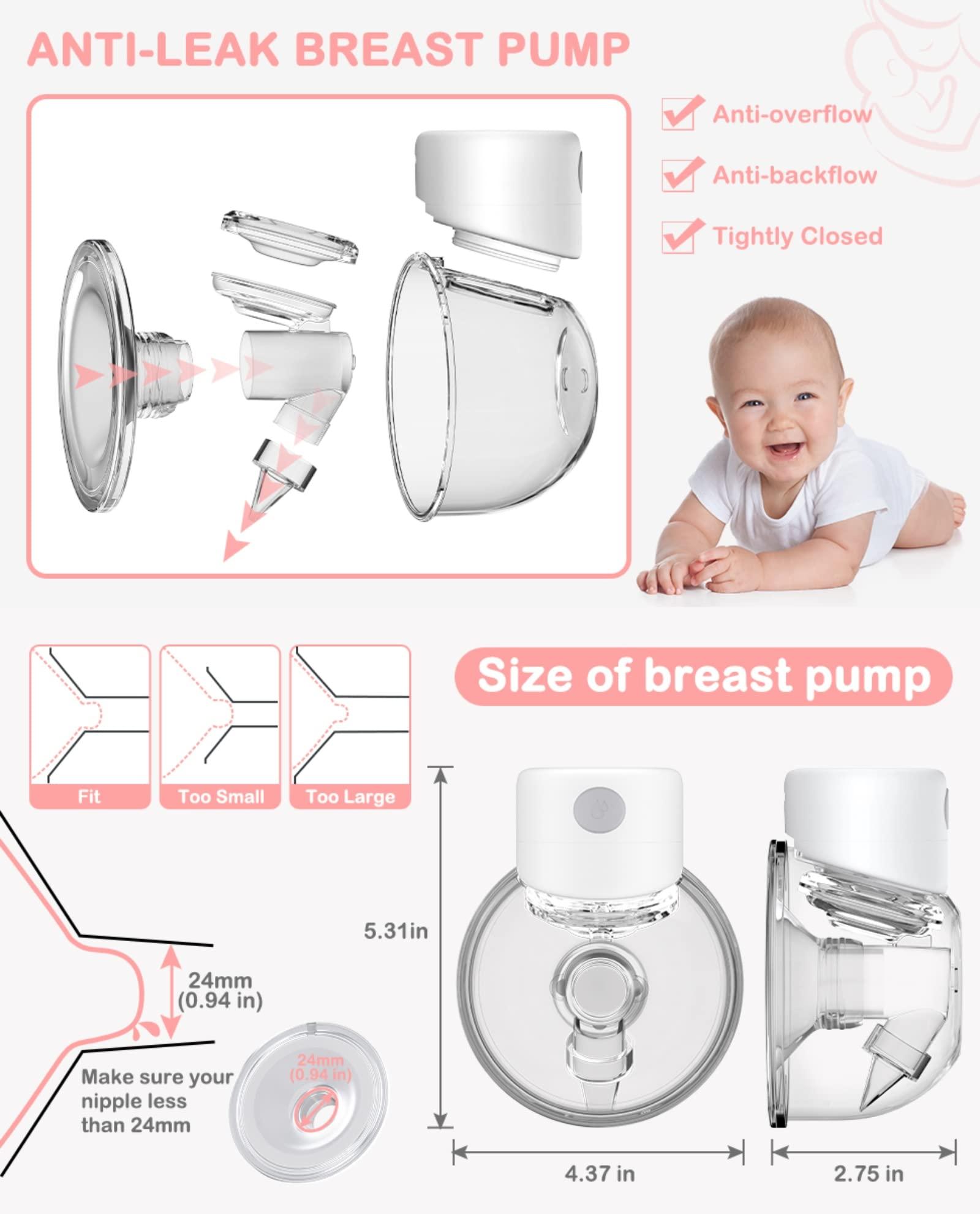 ADNIVS Mom Wearable Breast Pump, S12 Dual Hands-Free Breast Pump, LCD Display, Low Noise and Painless, 2 Modes and 9 Levels Electric Breast Pump Portable, 24mm Flange