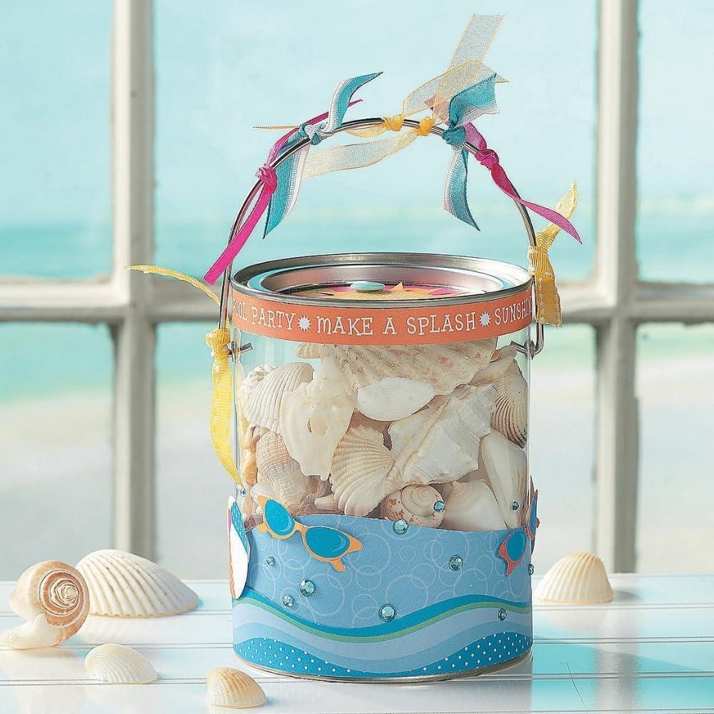 Fun Express Clear Paint Can Containers with Metal Lids (Set of 6 Plastic Buckets) Great for Party Favors, Decor and DIY Projects