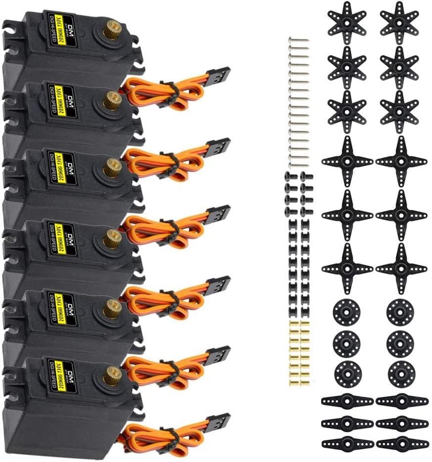 diymore diymore [6-Pack] Servo MG996R Metal Gear Servo Torque Digital Servo Motor High Speed Torque Servo Motor for Smart RC Helicopter Car Boat Robot