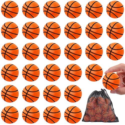 Nuchaely Mini Basketball Stress Balls,30 Pack Mini Foam Sports Balls,1.6 Inch Mini Basketballs for Kids,Stress Relief Squeeze Balls Bulk for School Carnival Reward Theme Party Favor Toys Game Decorations