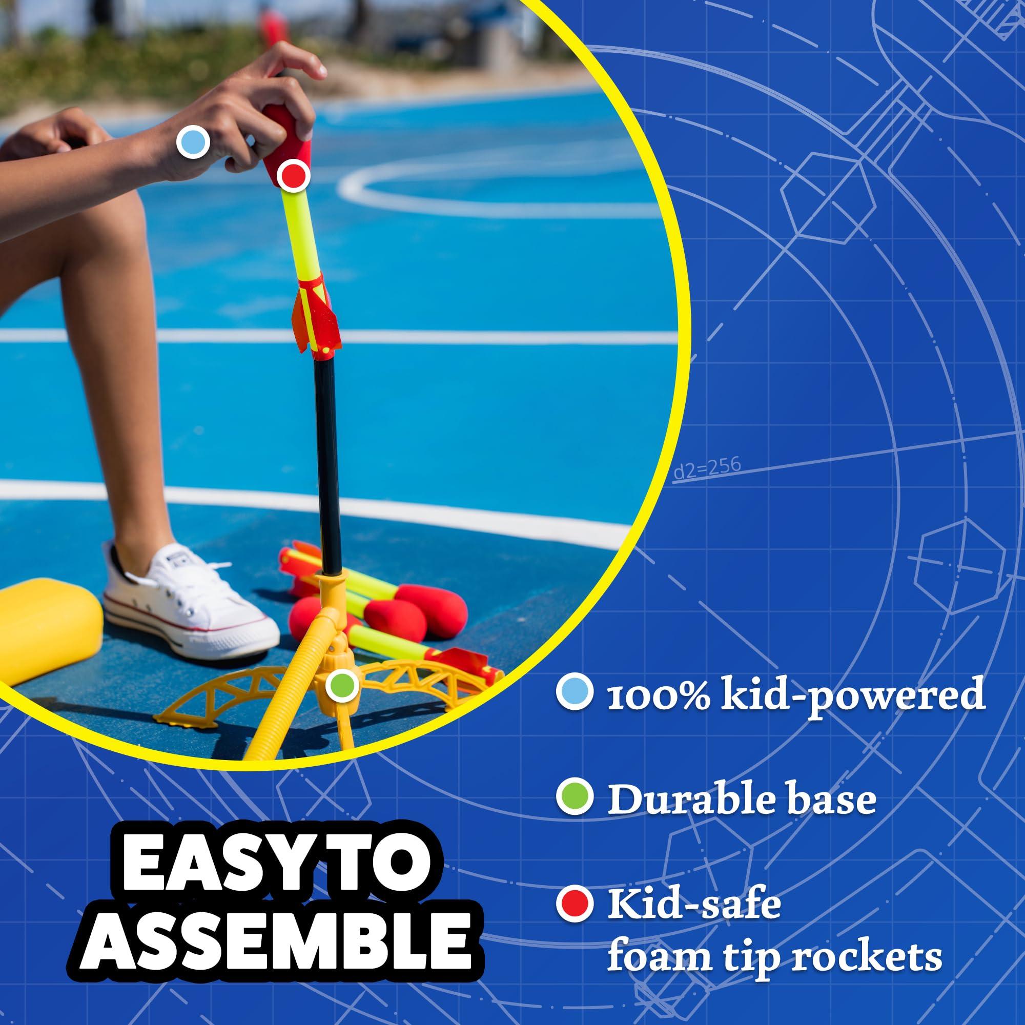 Stomp Rocket Stomp Rocket Ultra Rocket Launcher for Kids, 4 Rockets - Fun Backyard & Outdoor Kids Toys Gifts for Boys & Girls - High Flying Toy Foam Blaster Set - Multi-Player Adjustable Launch Stand