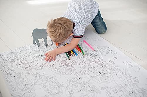 O'Kroshka Big giant coloring poster colorings for children Zooland. Coloring pages for kids and adults. Color me posters for family (33.08 x 46.5 in)