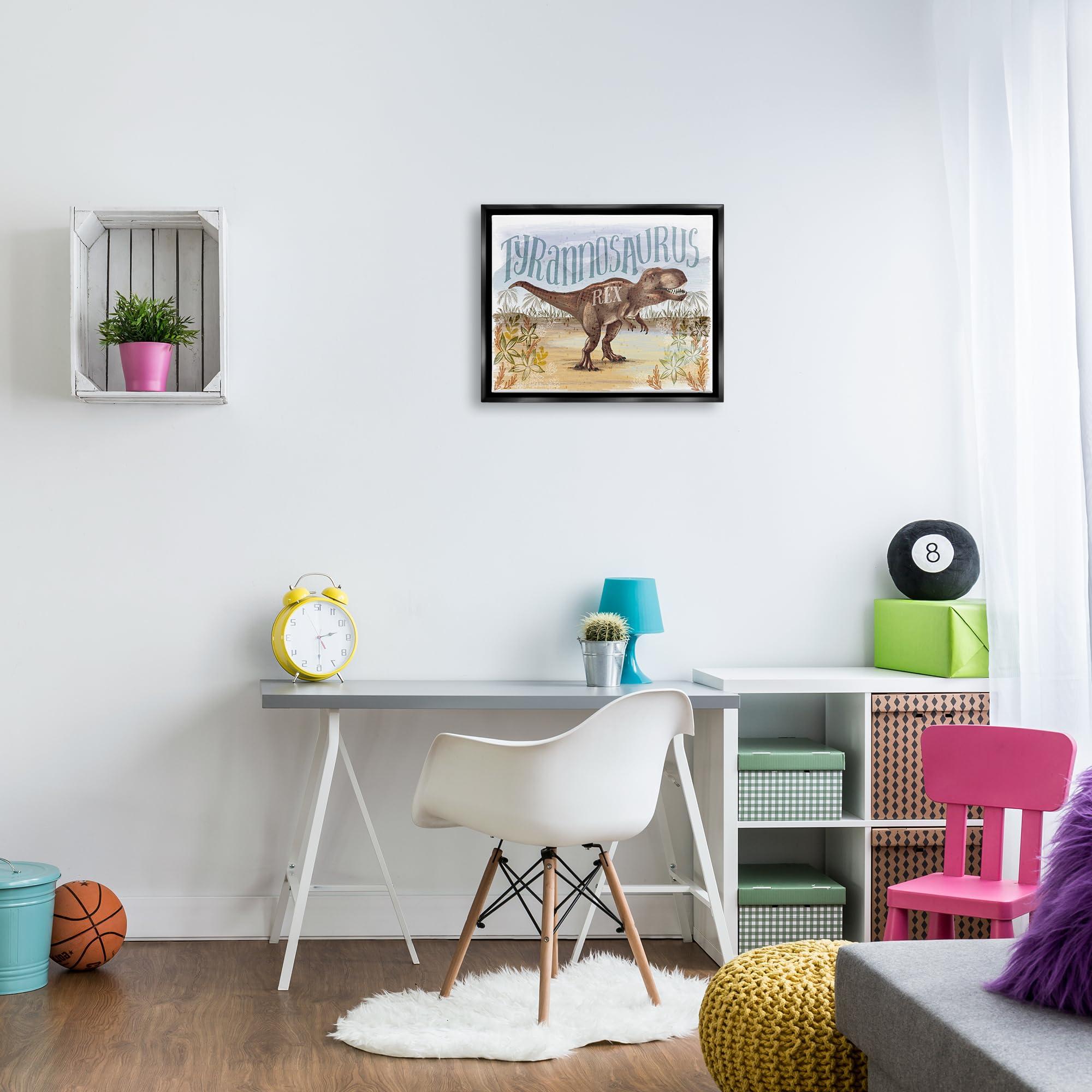 Stupell Industries Stupell Industries T-Rex in Nature Framed Floater Canvas Wall Art by Raquel Maciel