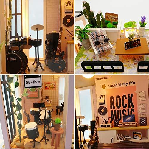 SPILAY Spilay DIY Miniature Dollhouse Kit with Wooden Furniture,DIY Dollhouse Kit with Dust Proof and Music Movement,1:24 Scale Creative Room for Romantic Valentine's Gift(Time Studio)
