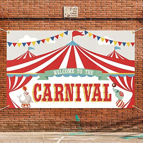 PAKBOOM Carnival Circus Backdrop Banner Photo Background Carnival Theme Party Decorations Supplies for Kids