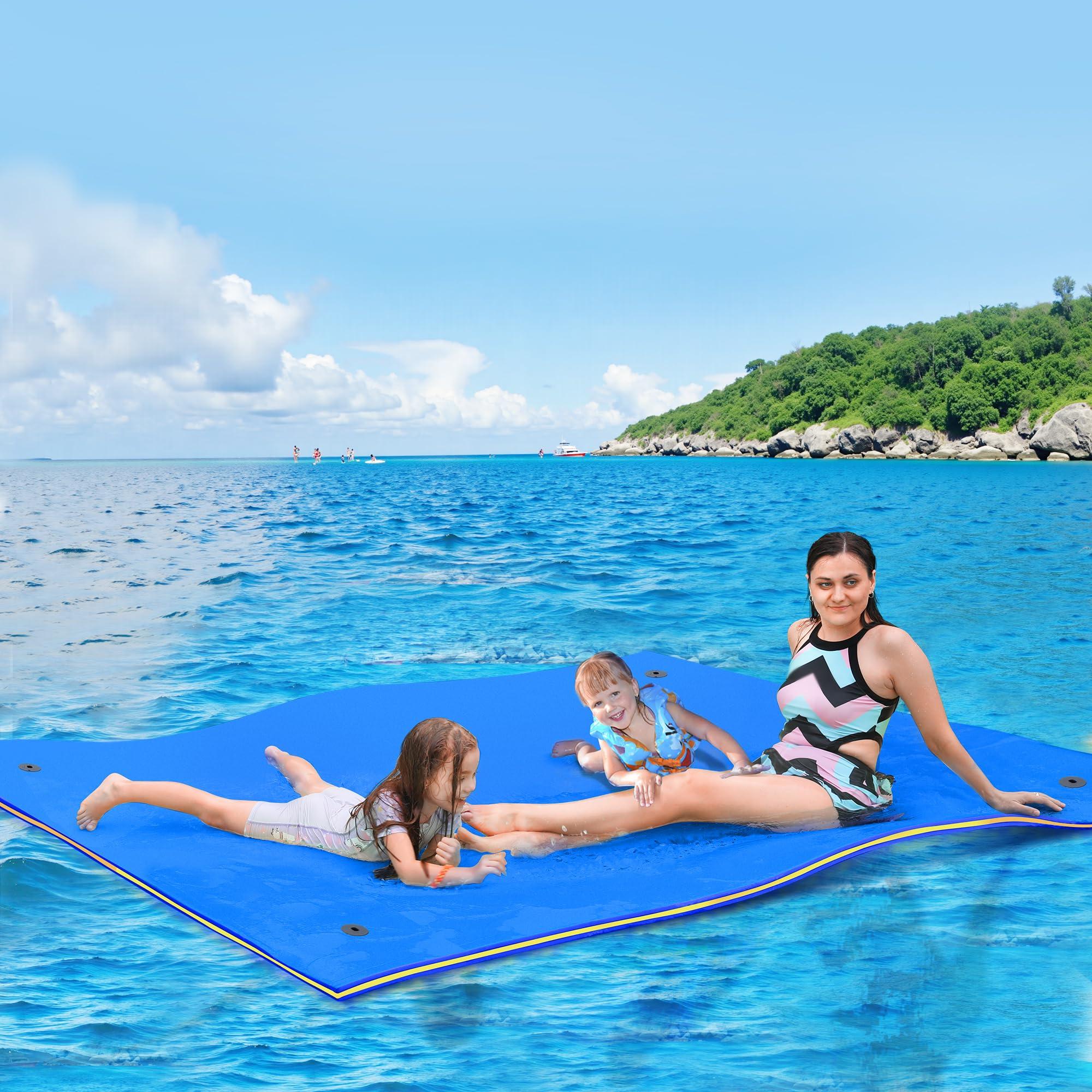 WARMOUNTS WARMOUNTS Water Floating Mat Foam Pad, 9x6FT Bouncy Tear-Resistant XPE Foam, Recreation and Relaxing for Pool Lake River Ocean Outdoor Water Activities