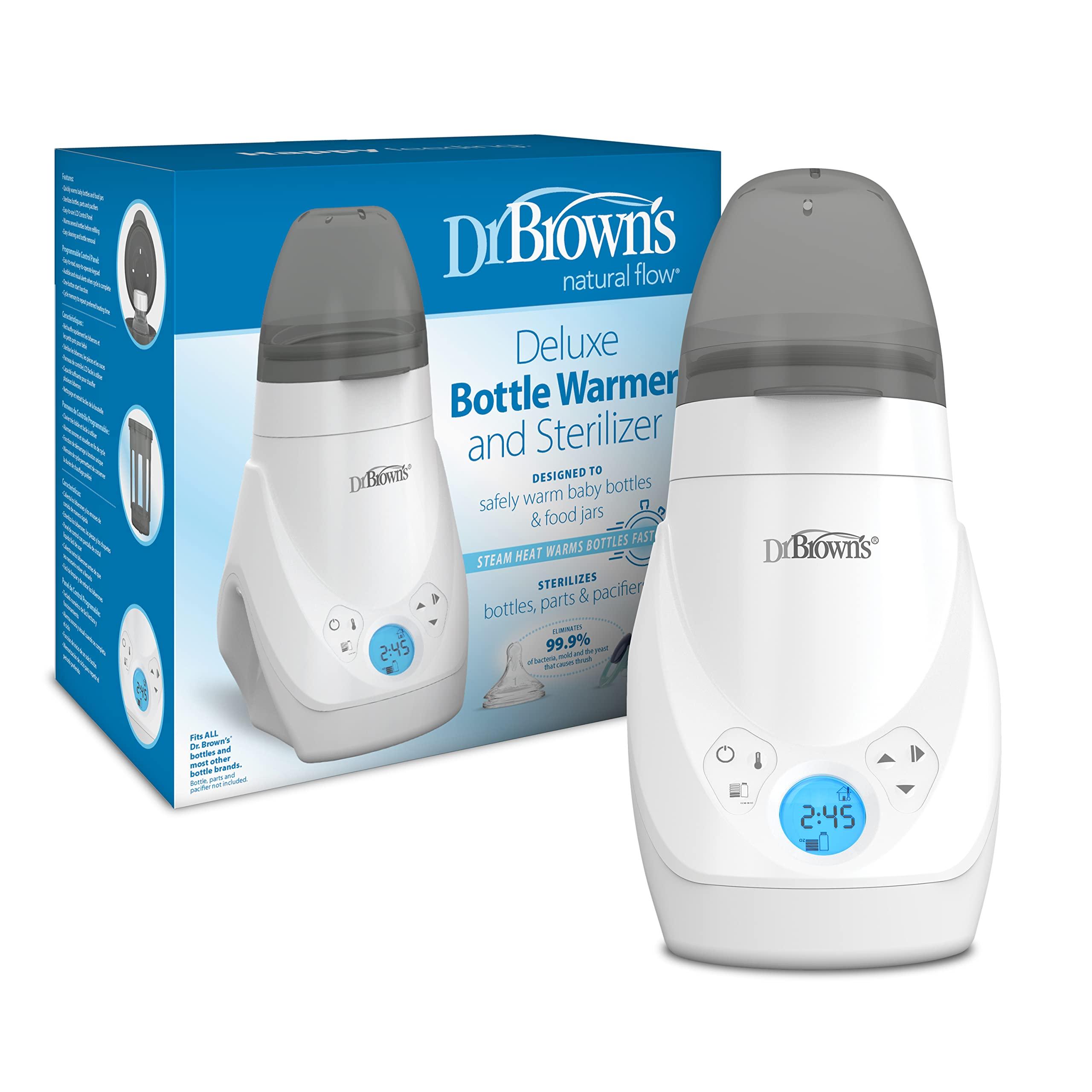 Dr. Brown\'s Dr. Brown's Deluxe Baby Bottle Warmer and Sterilizer Bundle with Dr. Browns Natural Flow Level 2 Narrow Baby Bottle Silicone Nipple, 6 Count