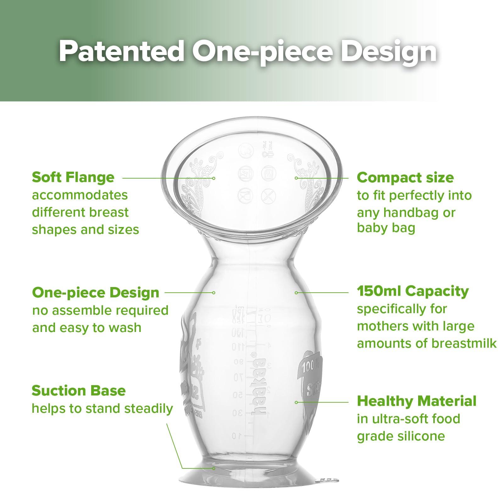 haakaa haakaa Manual Breast Pump & Silicone Cap Combo for Nursing Mom (Lavender, 5oz. with Base)