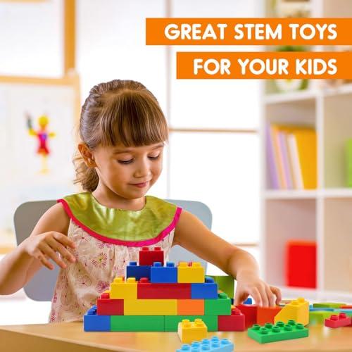WYSWYG Large Building Blocks for Kids Toddlers Including 2 Piece Baseplates, Basic Big Building Blocks Compatible with Duplo and Major Brands, Building Bricks Set for Kids Age 3 4 5 6
