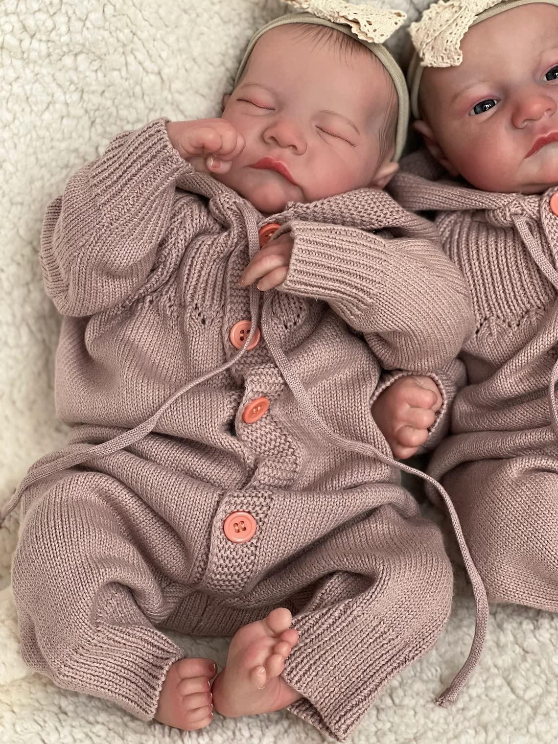 iCradle iCradle Reborn Baby Dolls Twins 19 Inch Newborn Baby Dolls Silicone Doll Boy and Girl Toy Accessories Gift for Collection & Kids Age 3+
