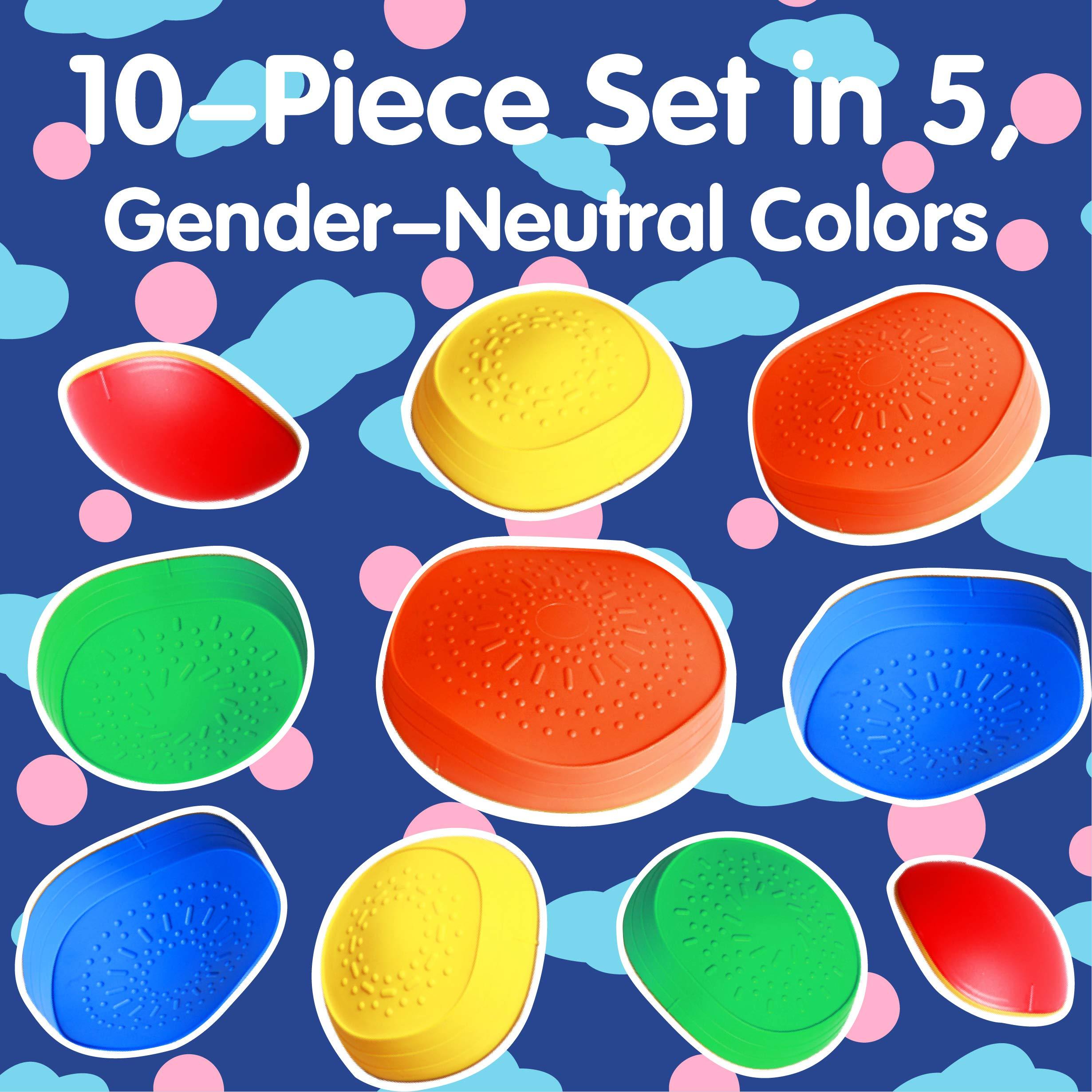 OMNISAFE OMNISAFE 10 Pcs Balance Stepping Stones for Kids, Non-Slip Textured Surface and Rubber Edges, Indoor & Outdoor Obstacle Course Toy for Toddlers, Exercise Coordination & Strength, Sensory Toy