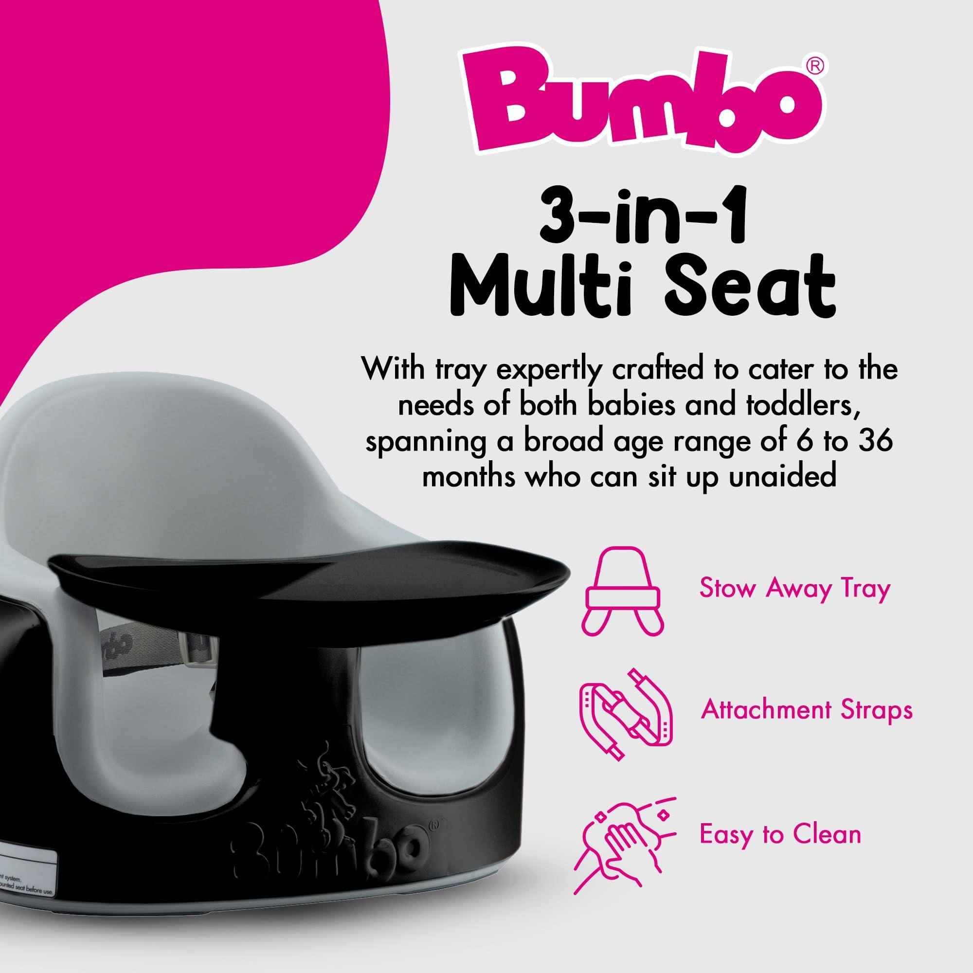 Bumbo Bumbo 3-in-1 Baby Multi Seat Booster w/Tray Table, 6-36 Months, Black/Cool Grey