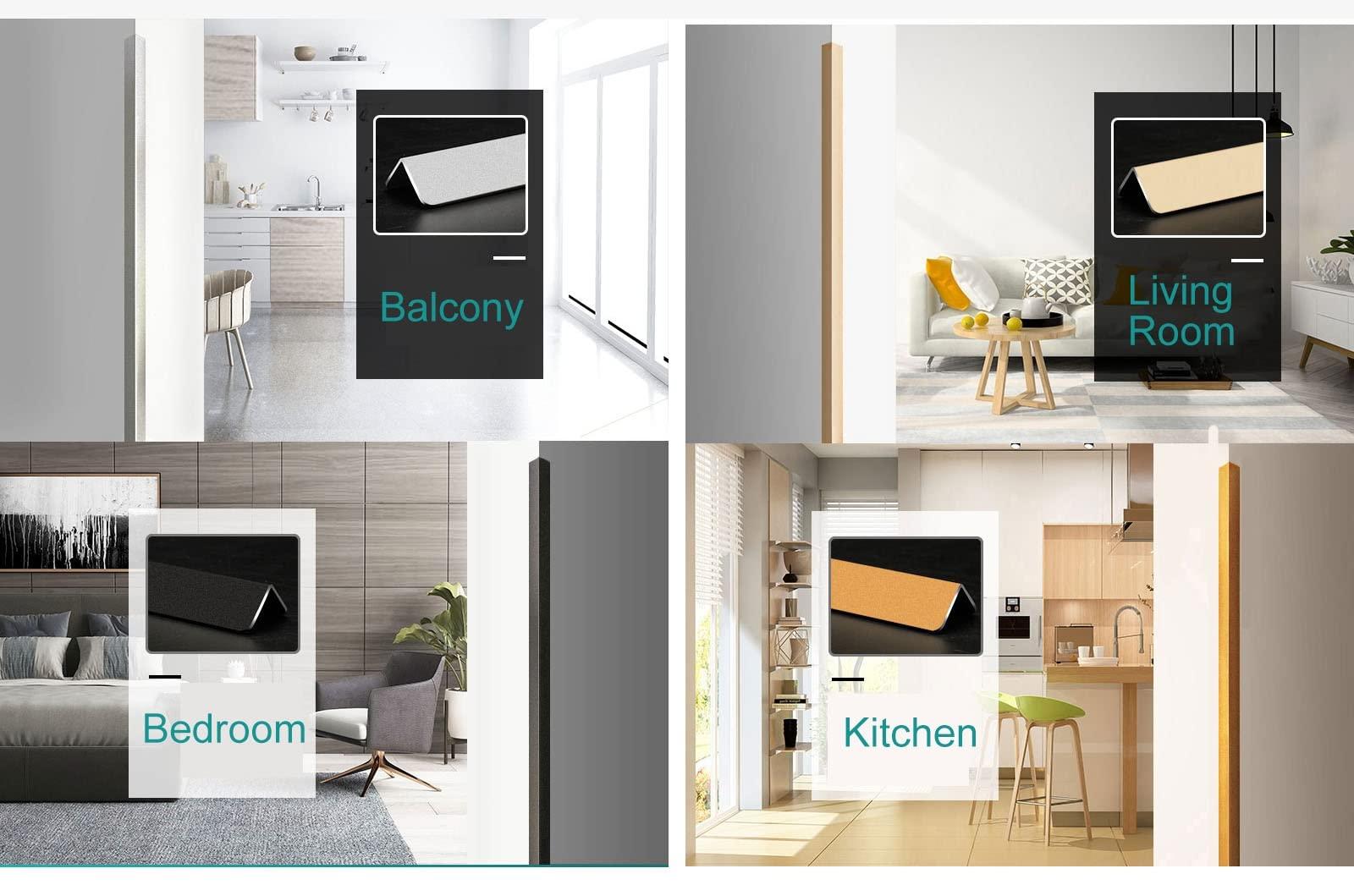 SRNSAEB Wall Corner Guard Black Self Adhesive, Aluminum Wall Corner Guard Edge Protector to Protect Walls and Home Decor, 2 3 4cm Width (Color : 2cm/0.8in Width, Size : 80cm/31.5in)