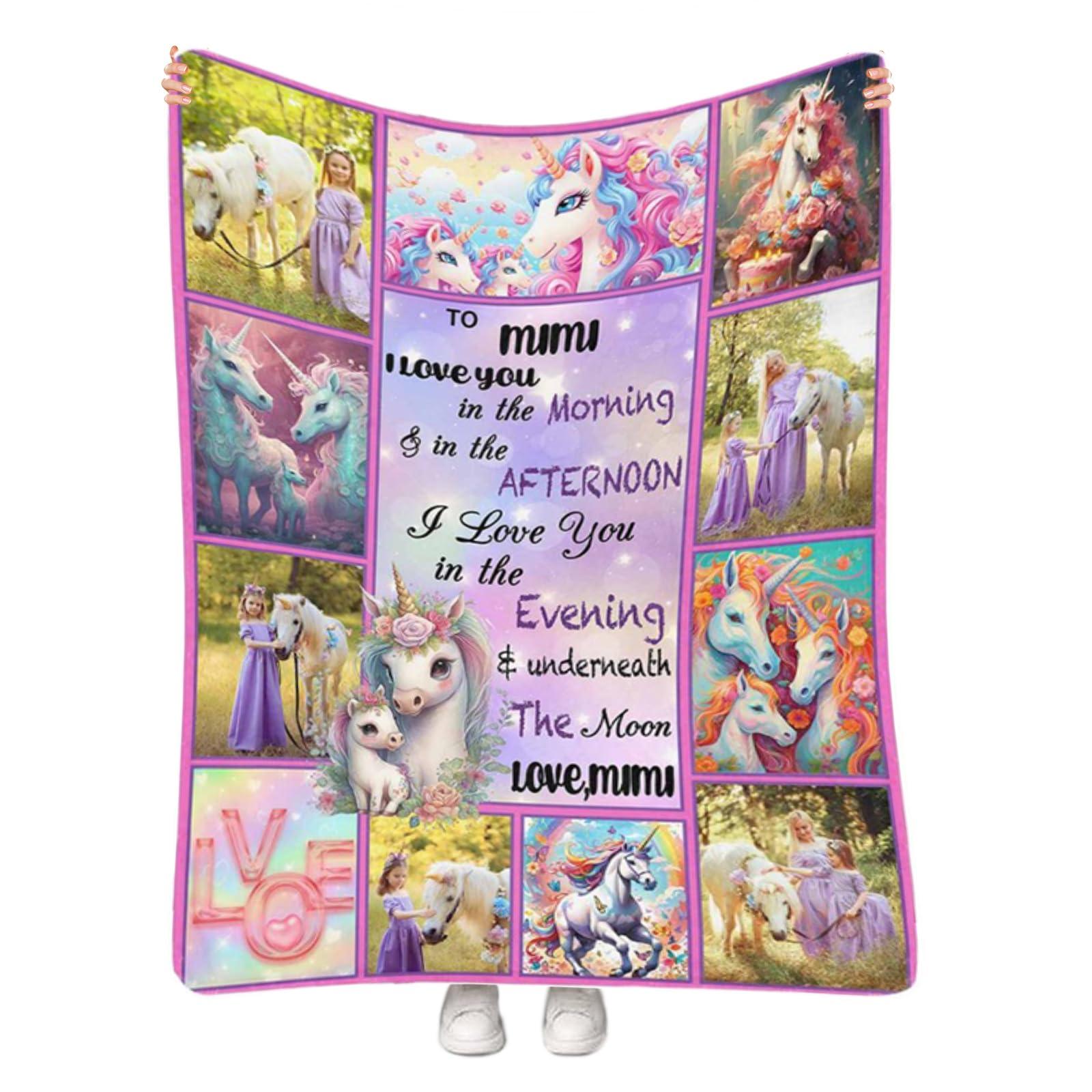 Artsadd Artsadd Personalized Baby Blanket with Unicorn Pattern, Customized Name Swaddle Throw Blanket for Infant to Toddler Kids