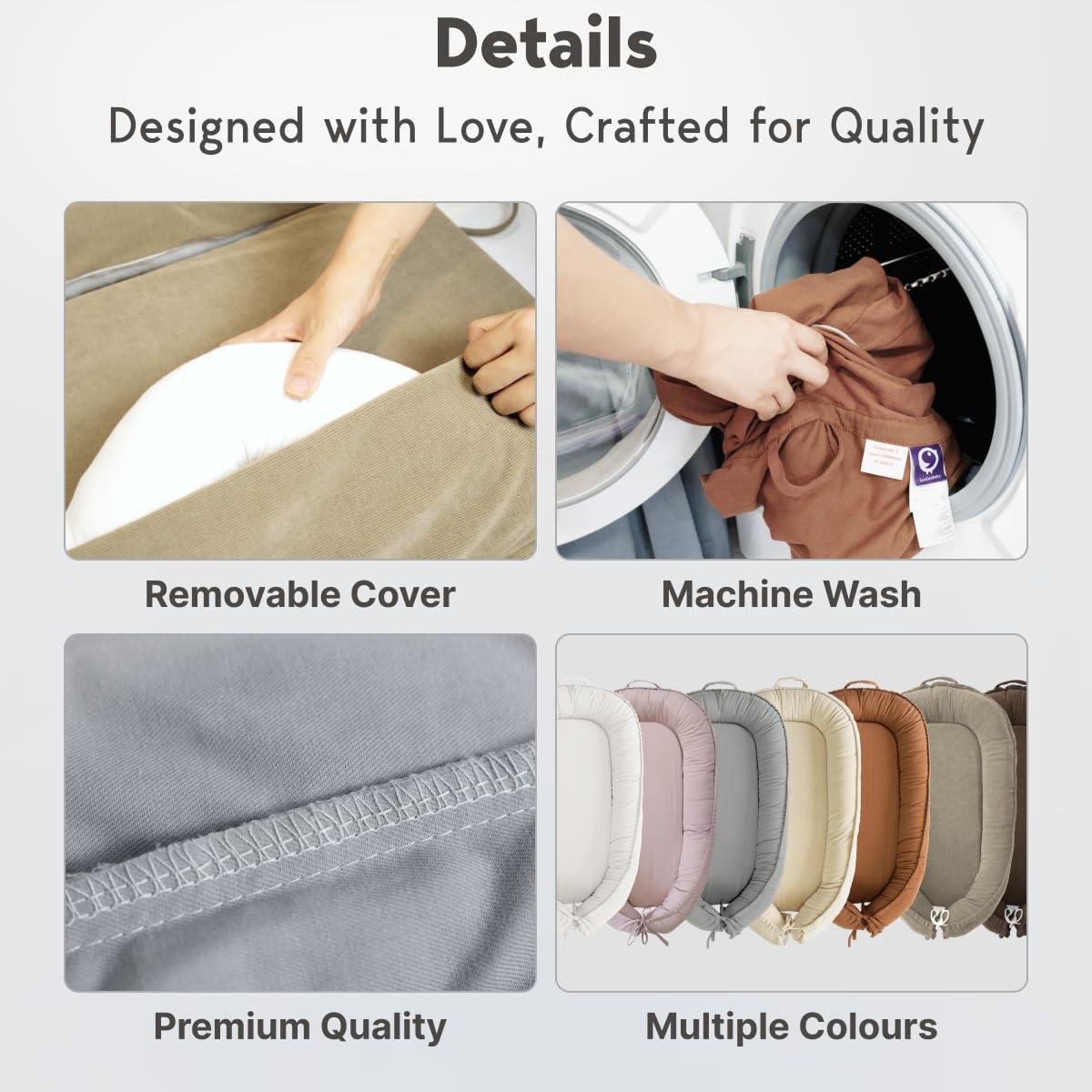 CooCooBaby CooCooBaby Infant Lounger, Baby Nest Cover for Baby Girls & Boys, Newborn Essentials for Baby 0-12 Months, 100% Cotton Breathable, Portable Travel Bed (Spring Green)