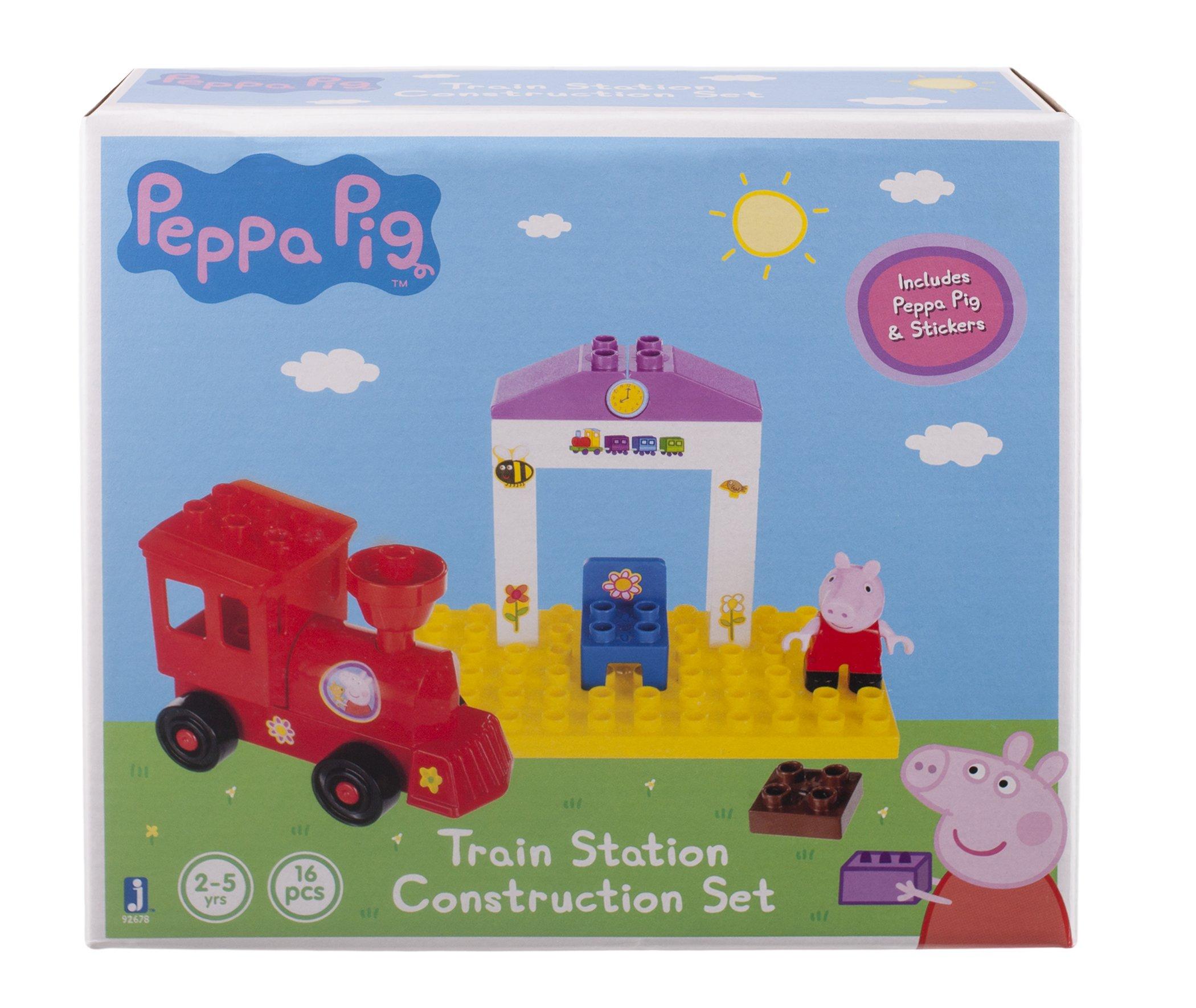 Peppa Pig Zoofy International Peppa Pig Toy Train Building Construction Set with 16 Pieces, Including Peppa Pig Figurine and Stickers for Children Age 2 and Up