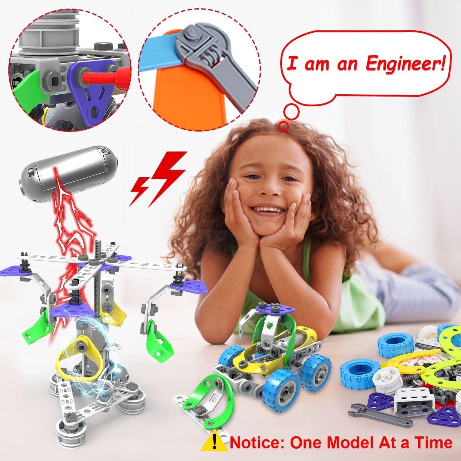 Tsomtto 10 in 1 Electric STEM Toys for 4 5 6 7 8+ Year Old Boy Girl Birthday Gifts Educational Building Toys for Kids Ages 4-8 5-7 8-12 Stem Activities Construction Toy for Boys 6-8 8-10 Valentine Idea Gift