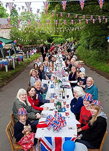 Shatchi SHATCHI 70 Ft Union Jack 50 Triangle Bunting Plastic Olympics Britain Flags Banner UK Decorations, 20m/65ft