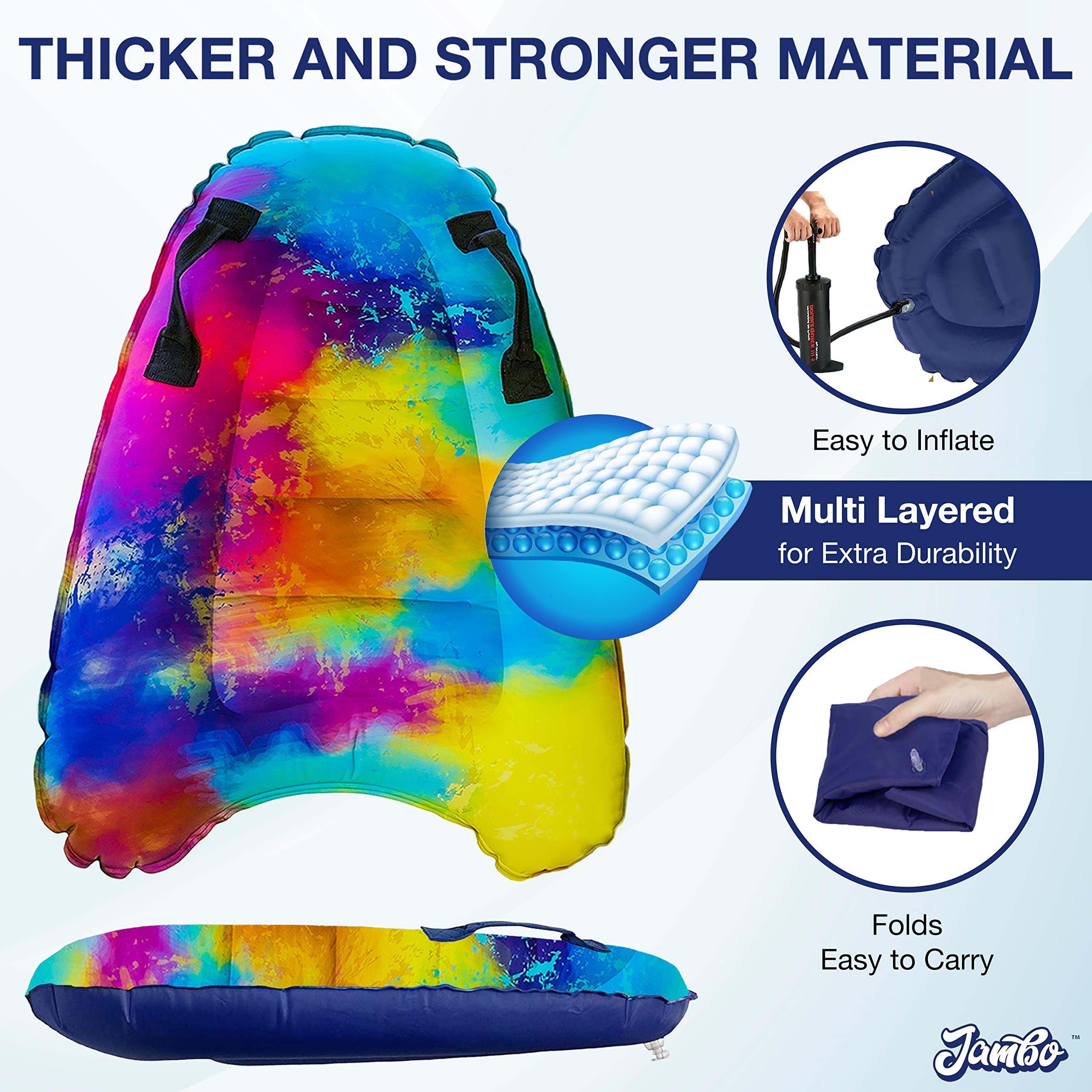 JAMBO JAMBO Inflatable Surf Body Board with Handles, Boogie Board for Beach, Surfing Swimming Floating Surfboard Boards, Pool Floats Pool Beach Toy for Kids (Water Color Bodyboard) - 1 Pack