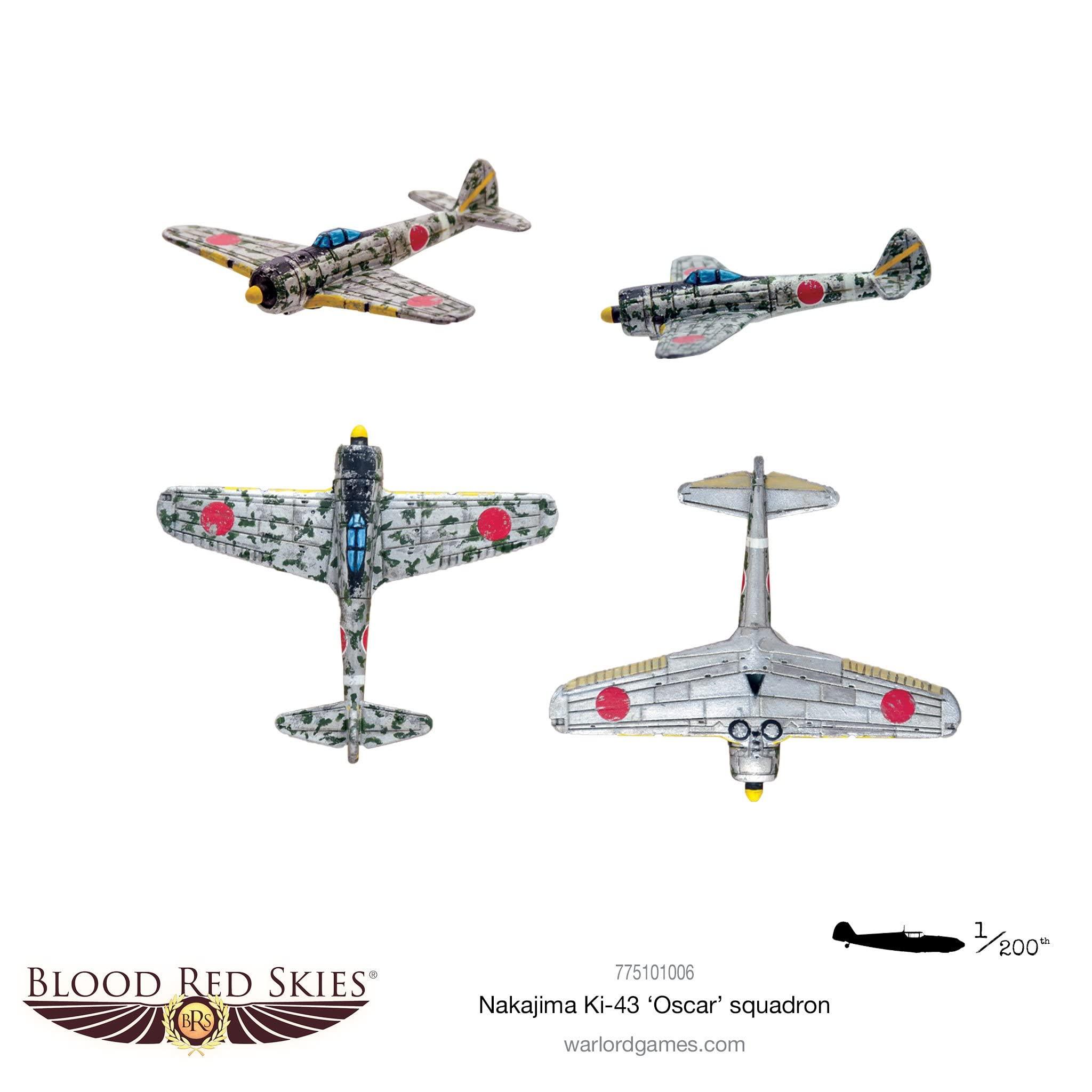 Warlord Warlord Blood Red Skies Nakajima KI-43 Hayabusa Oscar Squadron 1:200 WWII Mass Air Combat Table Top War Game 775101006