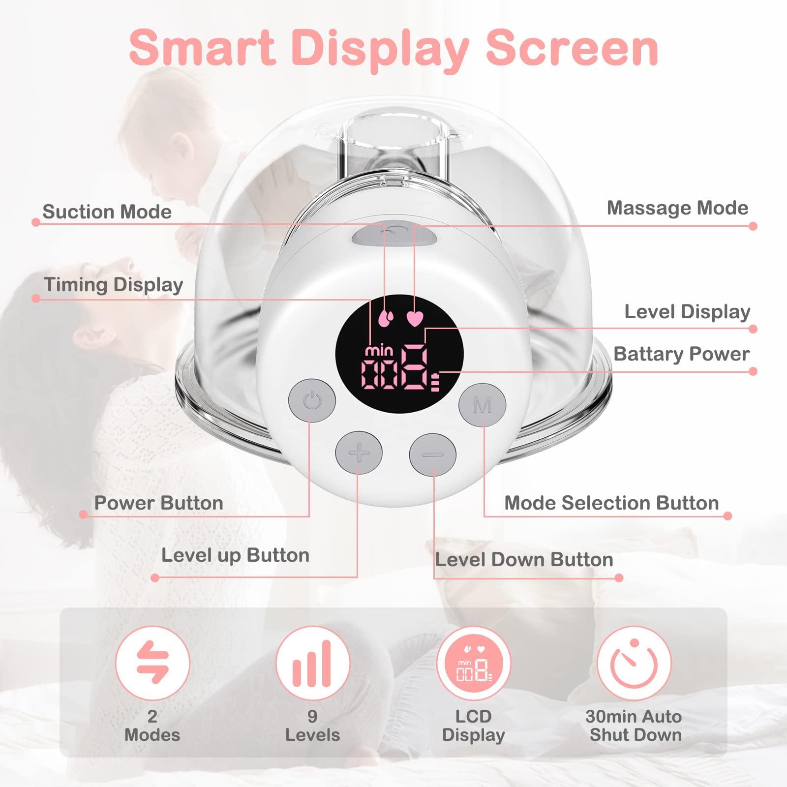 ADNIVS Mom Wearable Breast Pump, S12 Dual Hands-Free Breast Pump, LCD Display, Low Noise and Painless, 2 Modes and 9 Levels Electric Breast Pump Portable, 24mm Flange