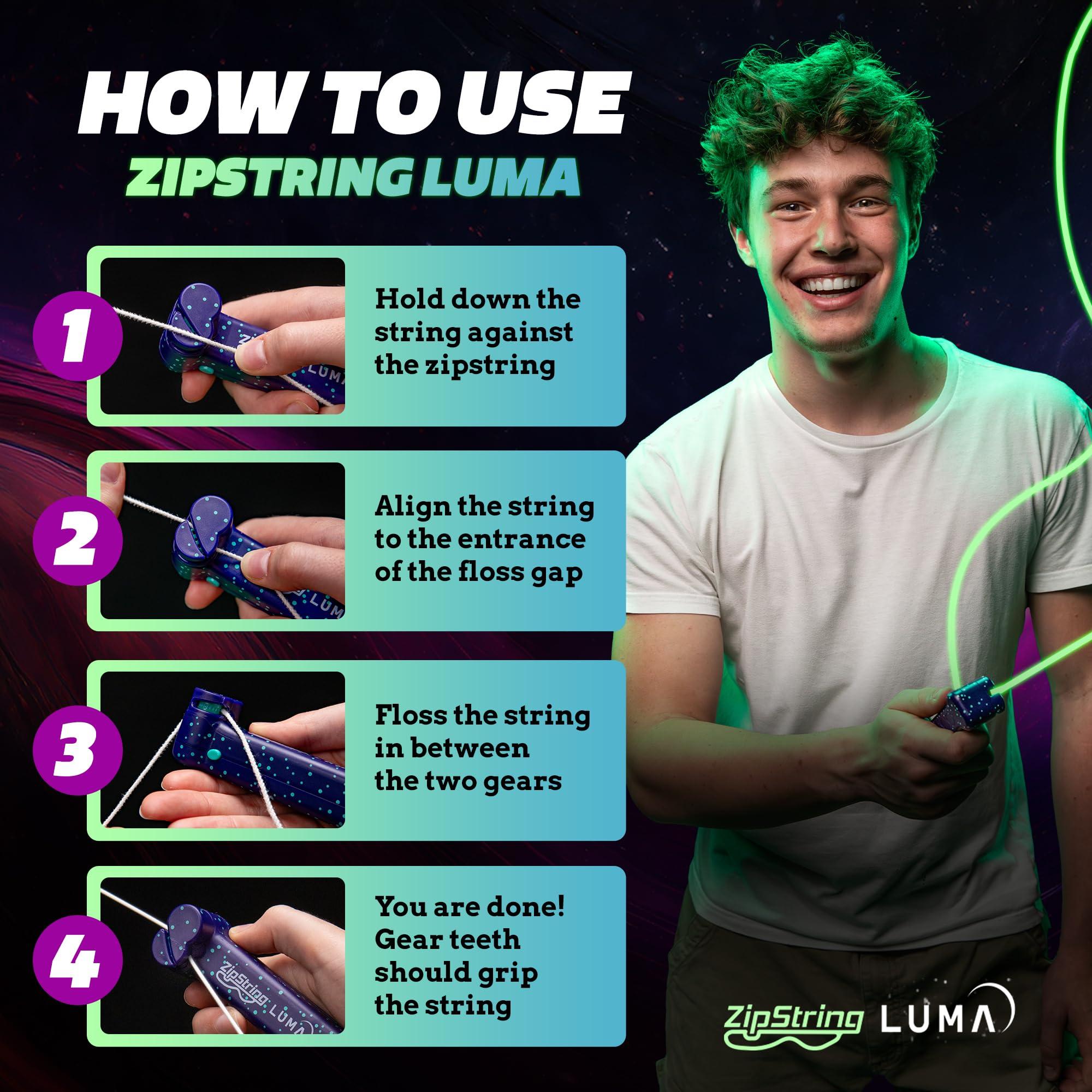 ZipString ZipString Luma - The Patented Glow-in-The-Dark Toy That Flies a Loop of String, Creates Endless Shapes and Tricks Built-in LED for Glowing Fun. Perfect STEM Gift for Kids & Adults. Wonderment Awaits