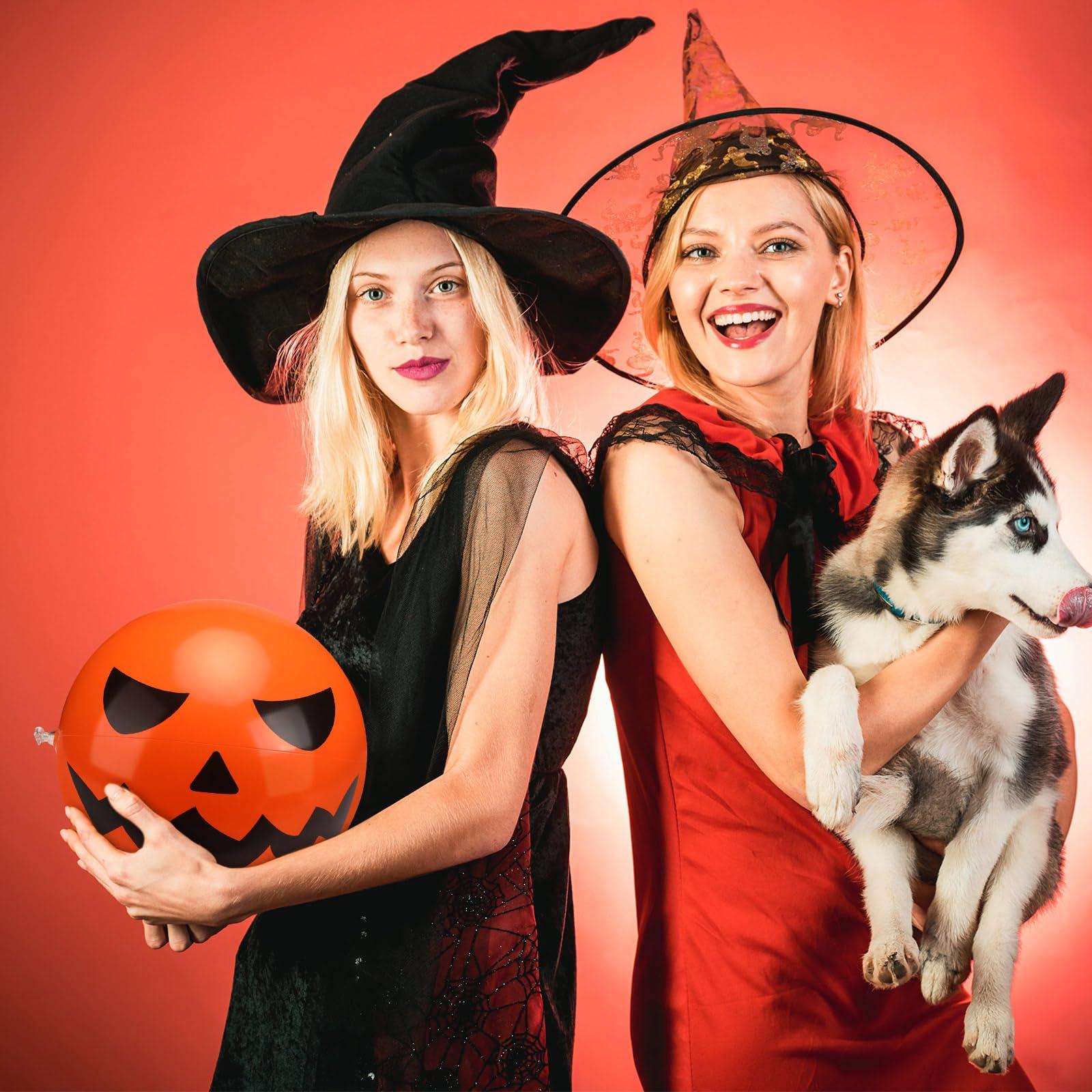 Wettarn Wettarn 12 Pcs Halloween Pumpkin Beach Balls Bulk Halloween Inflatable Plastic Jack O Lantern Party Decoration Halloween Blow up Props for Halloween Carnival Prizes