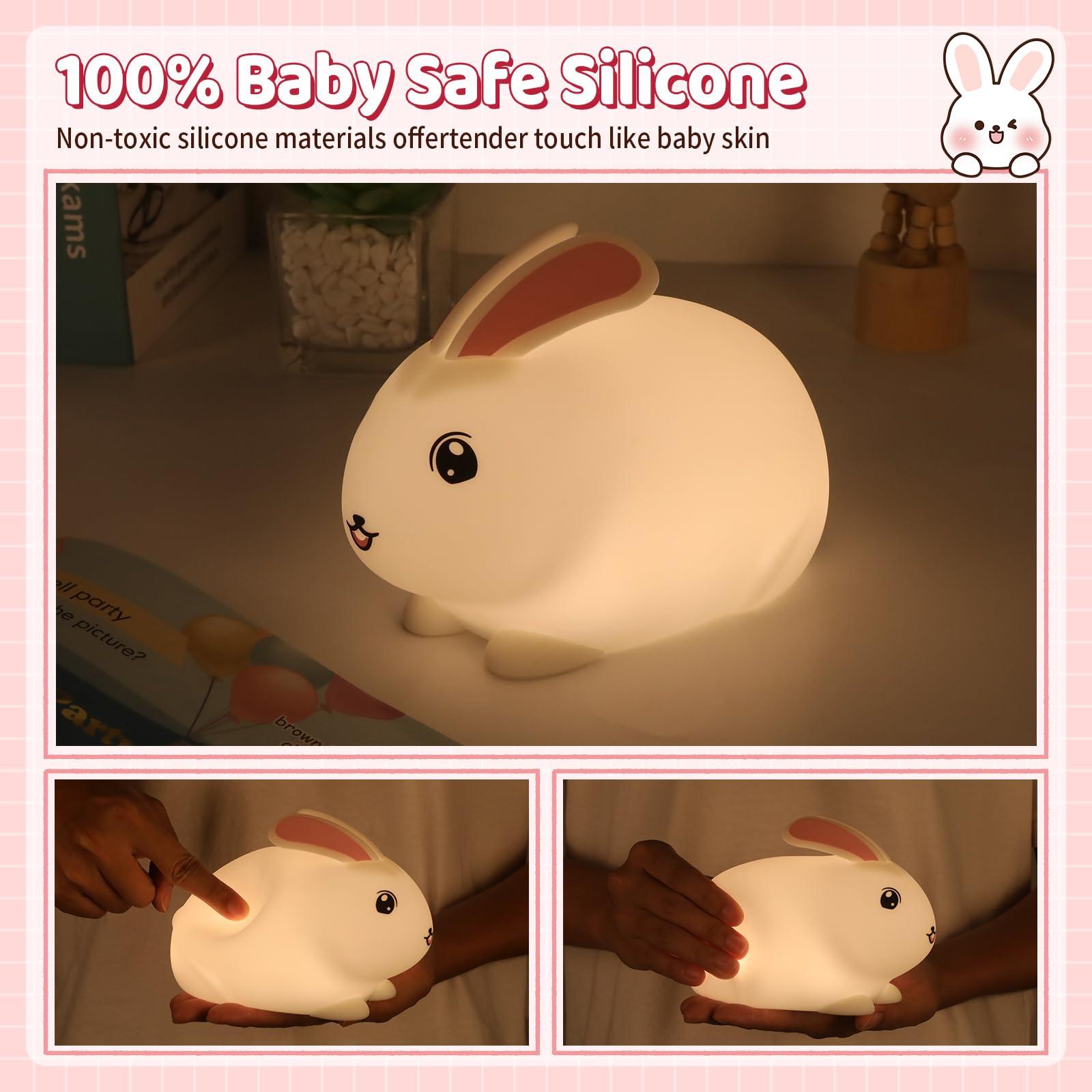 SALUOKE SALUOKE Baby Night Light 7-Color: Soft Silicone Nursery Light for Kids Room Decor with Portable Rechargeable Cute NightLamp Animal Lights - Gifts for Children Toddler