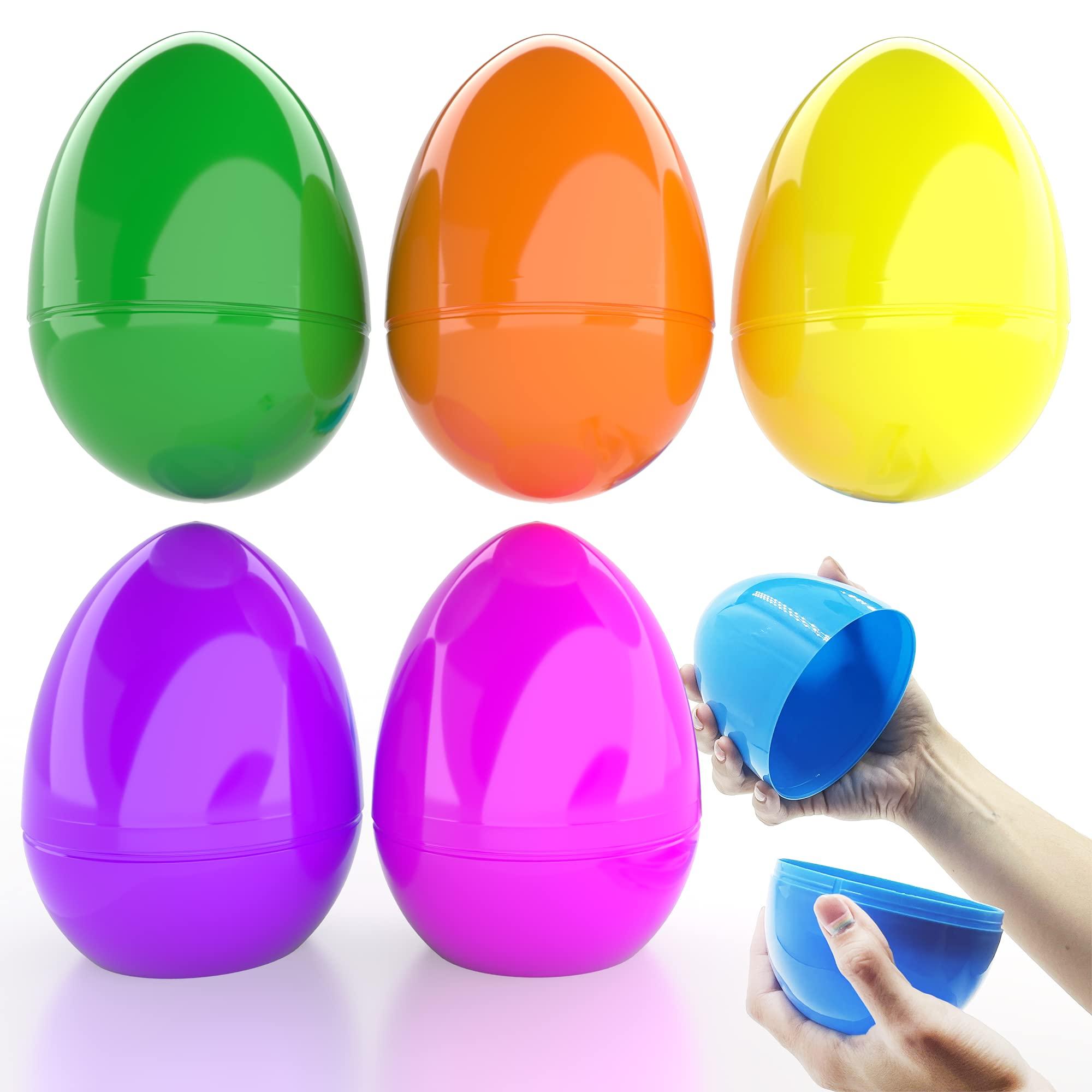 The Dreidel Company The Dreidel Company Jumbo Fillable Easter Eggs Colorful Bright Plastic Easter Eggs, Perfect for Easter Egg Hunt, Surprise Egg, Easter Hunt, Assorted Colors, 6" Giant Fillable Eggs (12-Pack)
