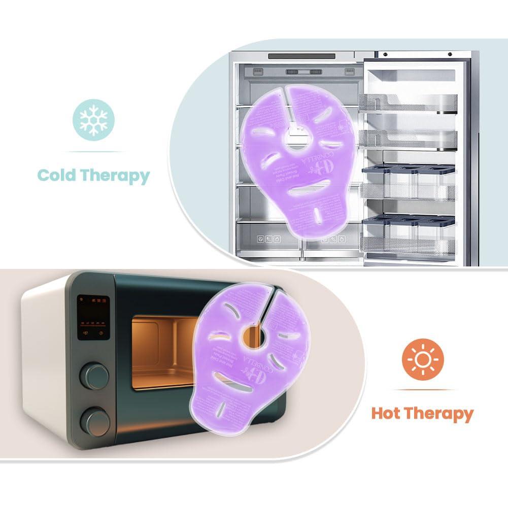 CONBELLA 2 Larger Breast Ice Packs with Soft Covers and 6 Breast Pads for Leaking Milk, Hot and Cold Breast Therapy Packs, Breastfeeding Essentials for Relief of Clogged Ducts, Nipple Pain, Engorgement