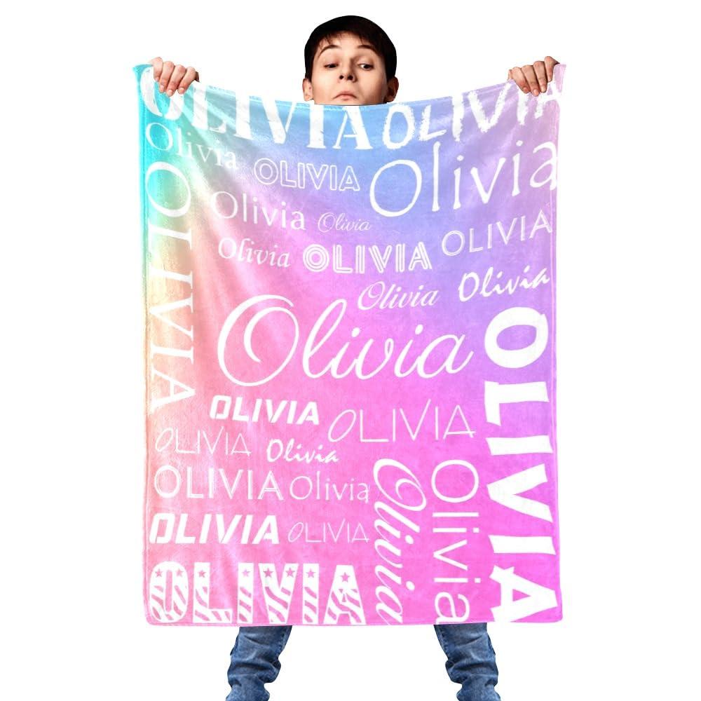 remberever remberever Personalized Name Blanket for Kids and Adult Customized Name Blanket Flannel Custom Blanket Personalized Blanket Throw