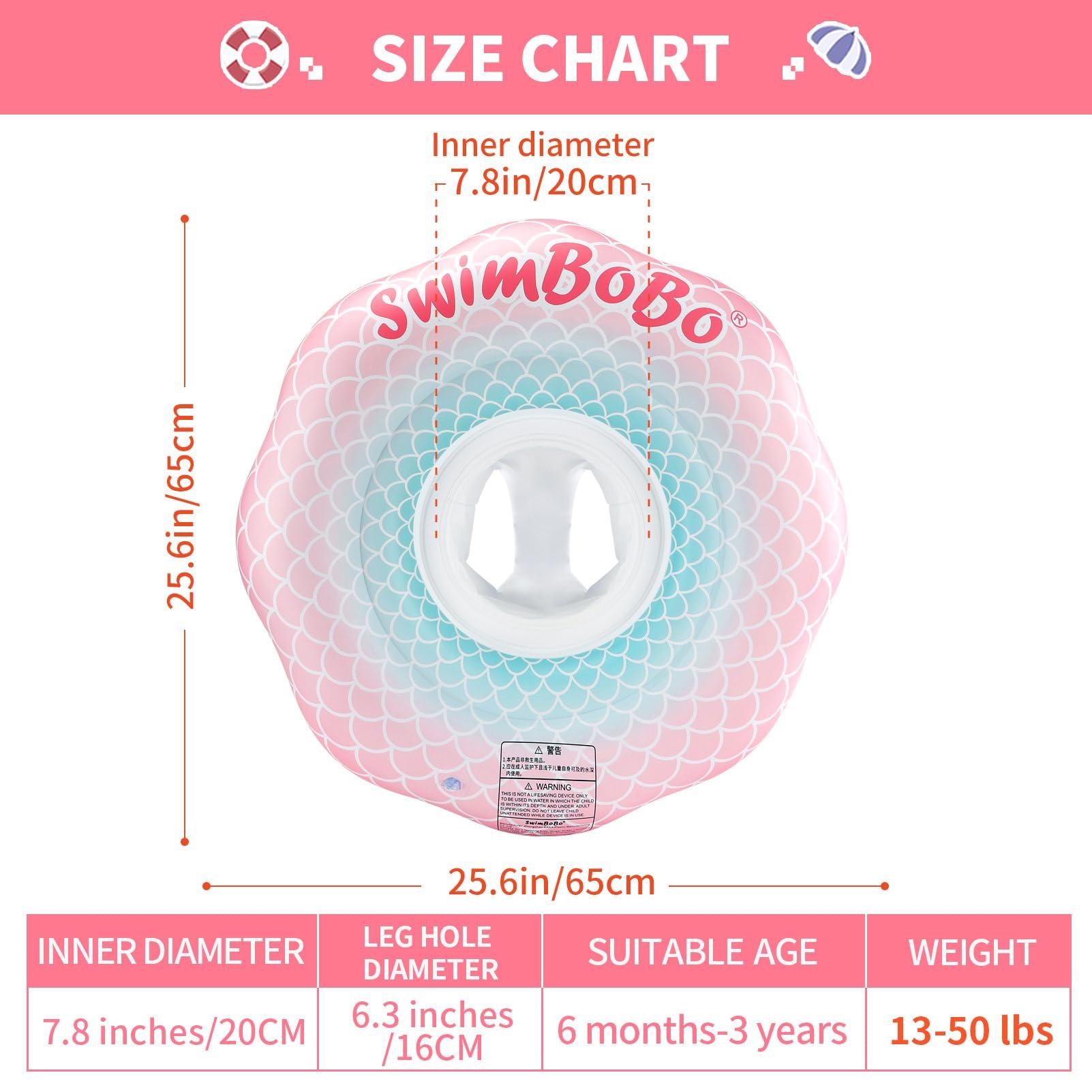 opomoqo Baby Swim Ring Underarm Swim Seat Float Trainer with Backest for Toddler 6 Months to 3 Years (Pink)