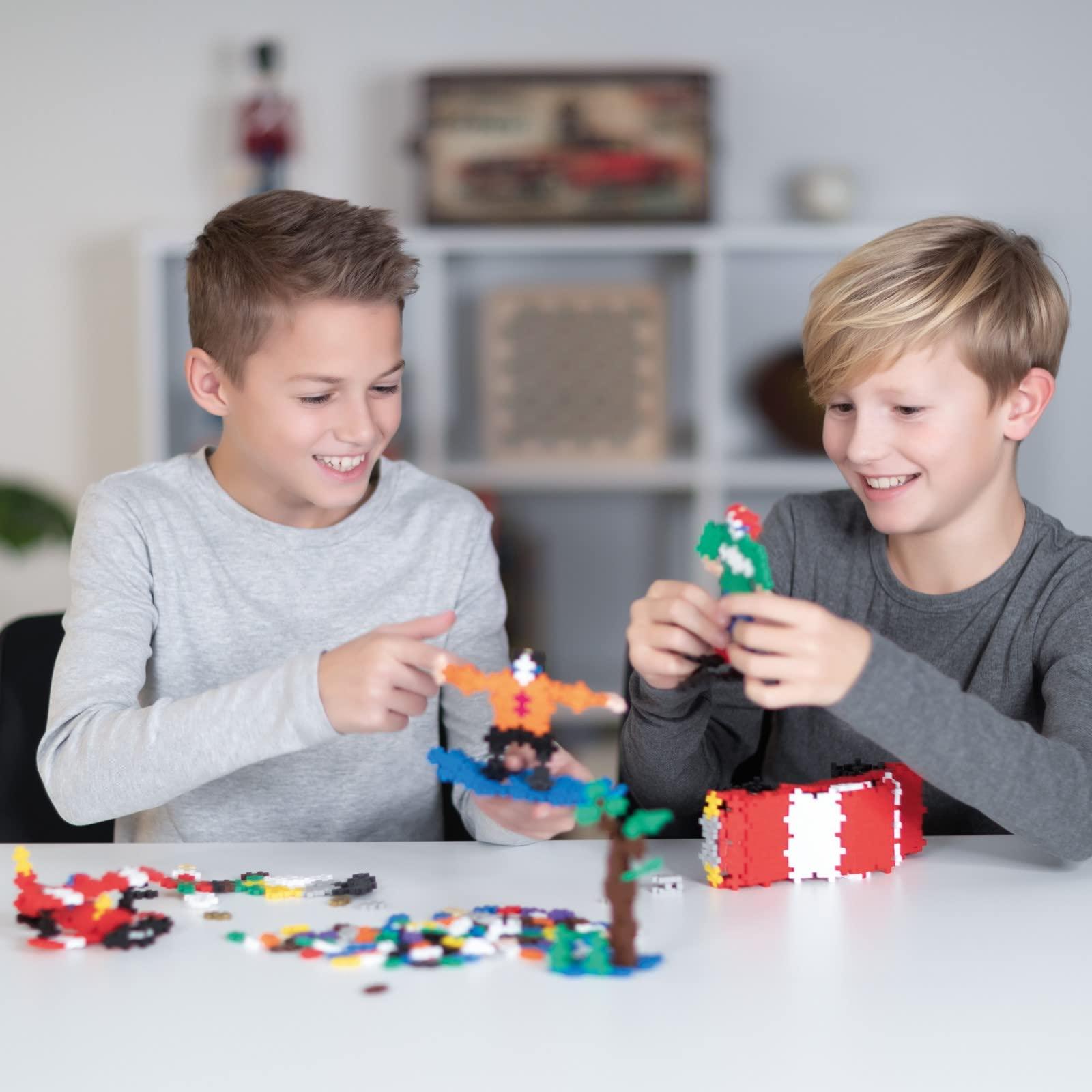 PLUS PLUS PLUS PLUS - Open Play Set - 600 Piece - Basic Color Mix, Construction Building Stem Toy, Interlocking Mini Puzzle Blocks for Kids