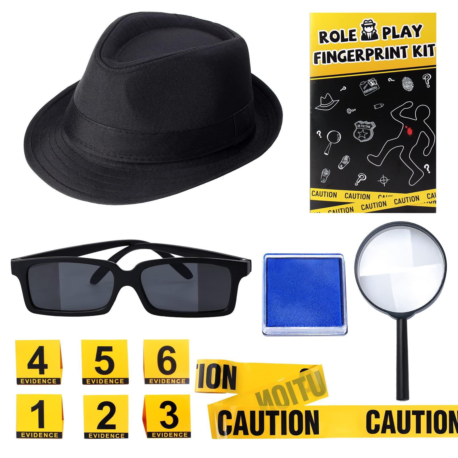 Keymall Keymall Kids Spy Kit Detective Costume Accessories 7Pcs for Investigation Role Play Dress Up Costume Educational Science Gift (Set A)