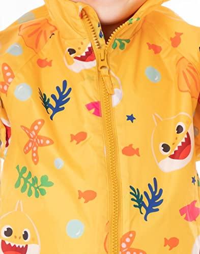Baby Shark Baby Shark Kids Puddle Suit | Boys & Girls All In One Rain Coat | Yellow Long Sleeve with Cuffs Play Walking Jacket