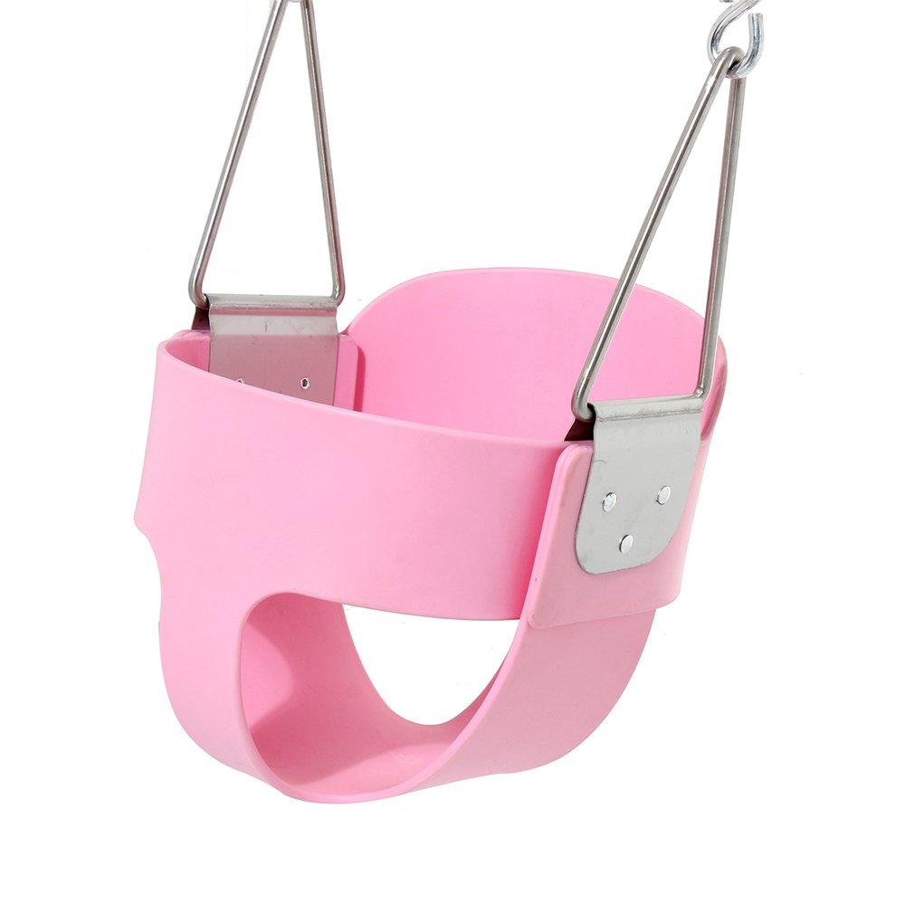 Take Me Away Pink Swing Set - Toddler High Back Full Bucket Swing - Heavy Duty Swing Seat - Swing Set Accessories