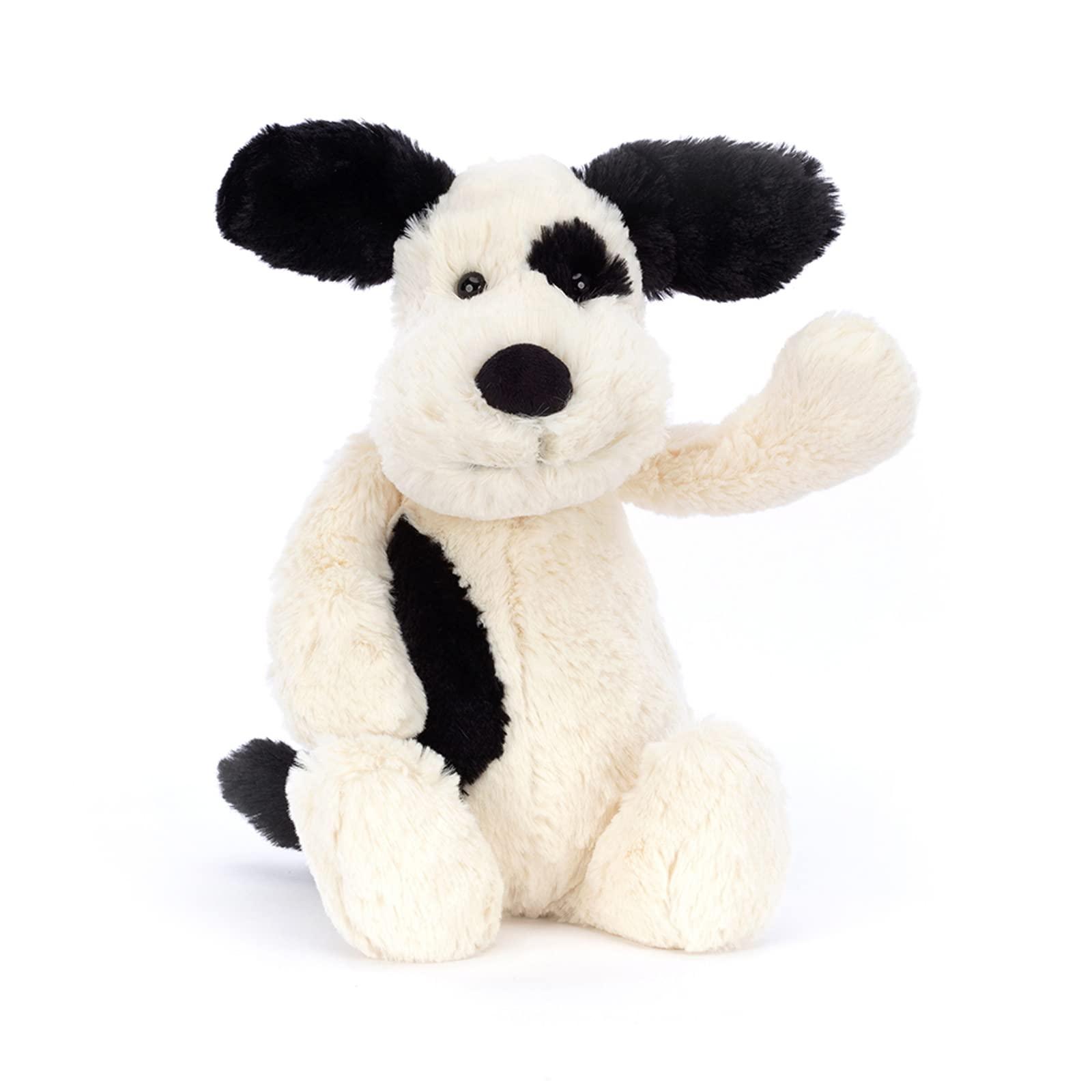 Jellycat Jellycat Bashful Black and Cream Puppy Stuffed Animal, Medium 12 inches | Dogs and Puppies Plush Toy | Classic Children\'s Gift