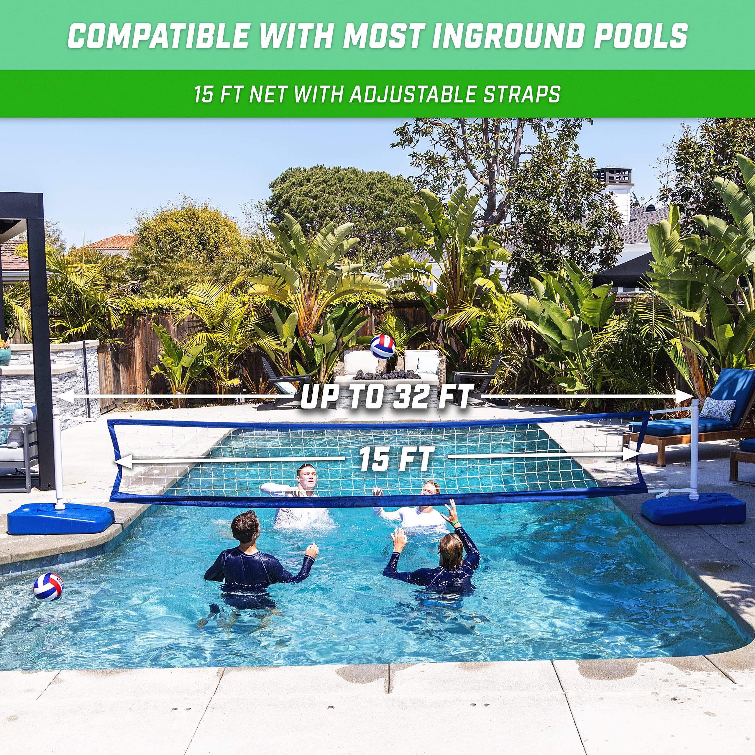 GoSports GoSports Splash Net Elite Pool Volleyball Game with Water Weighted Bases - Adjustable Net for Inground Pools
