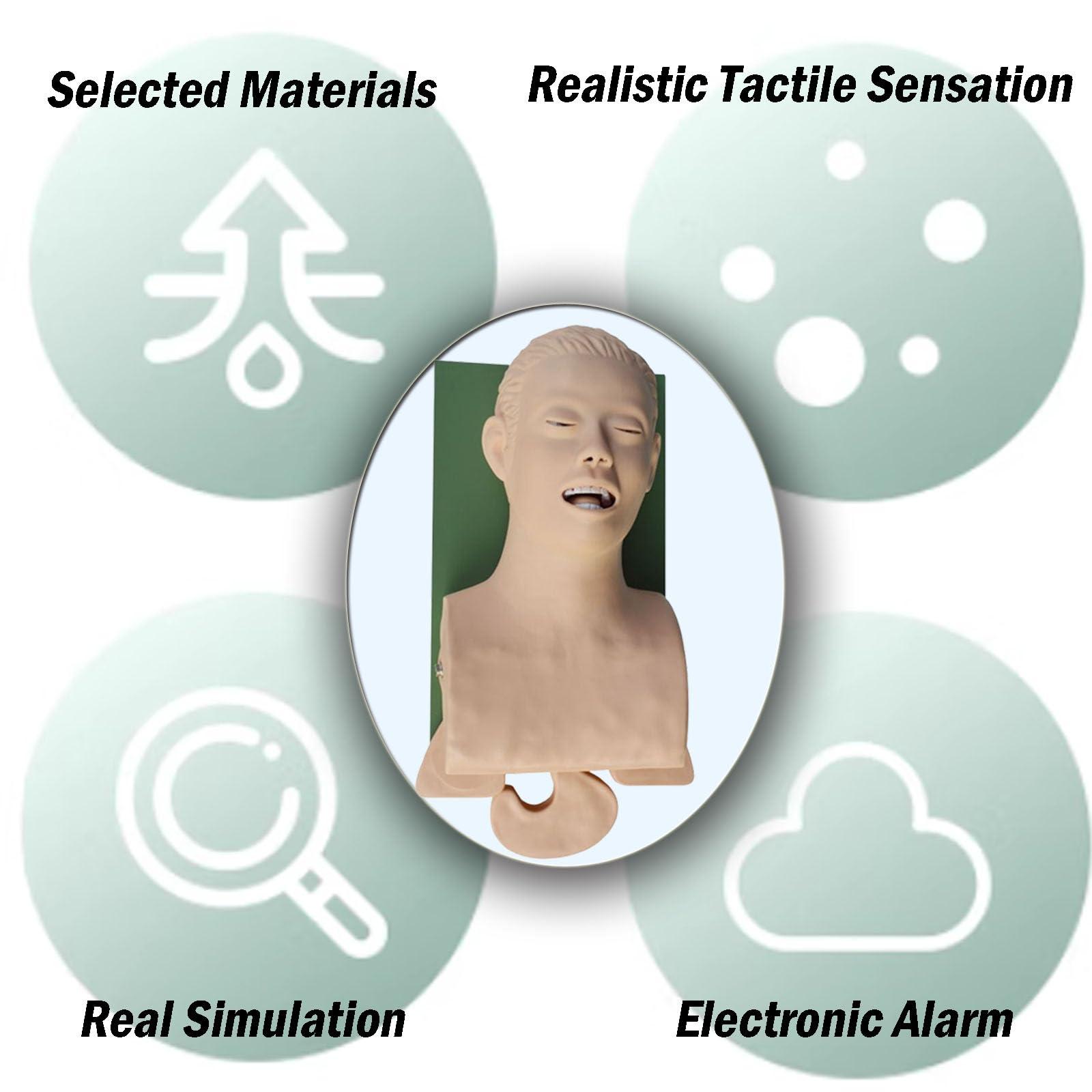 INTBUYING INTBUYING Electron Intubation Model Adult 110V-220V Airway Management Trainer with Alarm Function Intubation Practice Mannequin