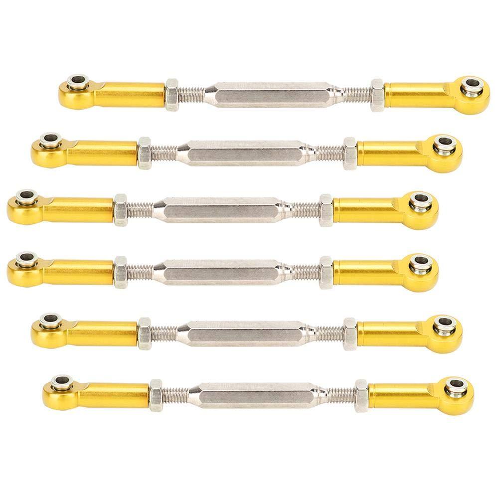 Drfeify RC Car Push Rod, 88mm Aluminum Alloy Adjustable Push Rods Compatible with 1/10 RC Car , 6Pcs(Golden)
