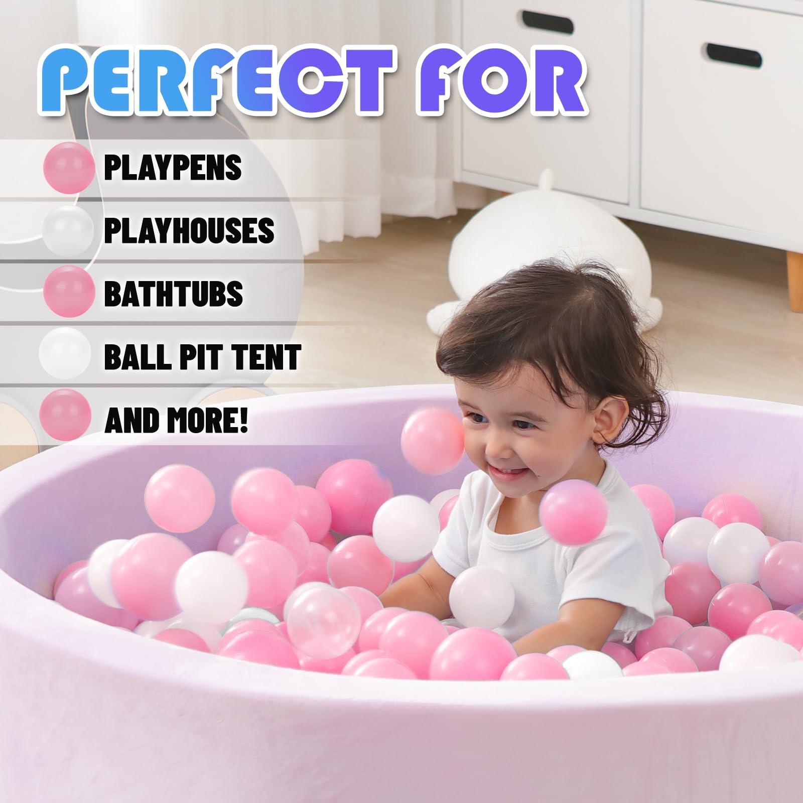 YUFUL YUFUL 500 Count Ball Pit Balls for Kids, 2.2-Inch Crush Proof BPA Free Plastic, Non-Toxic, Multi-Colored, Includes Reusable Net Bag