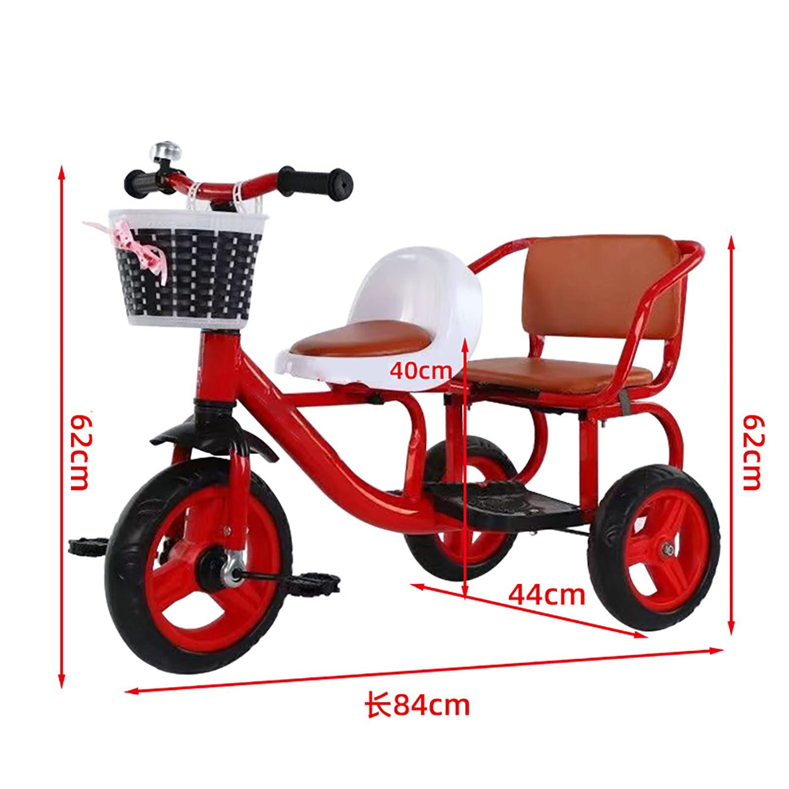 JIYIAN JIYIAN Red, High Carbon Steel Two-Person Children's Tricycles/Soft and Comfortable Pedal Tricycle Can Take People/Baby Balance Bike Bicycles