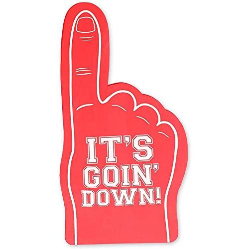 Okuna Outpost Okuna Outpost 2 Pack Red Foam Fingers #1, It\'s Goin\' Down for Sports Fan Accessories, Cheering, Party Favors, 17.5 Inch Giant Foam Hand